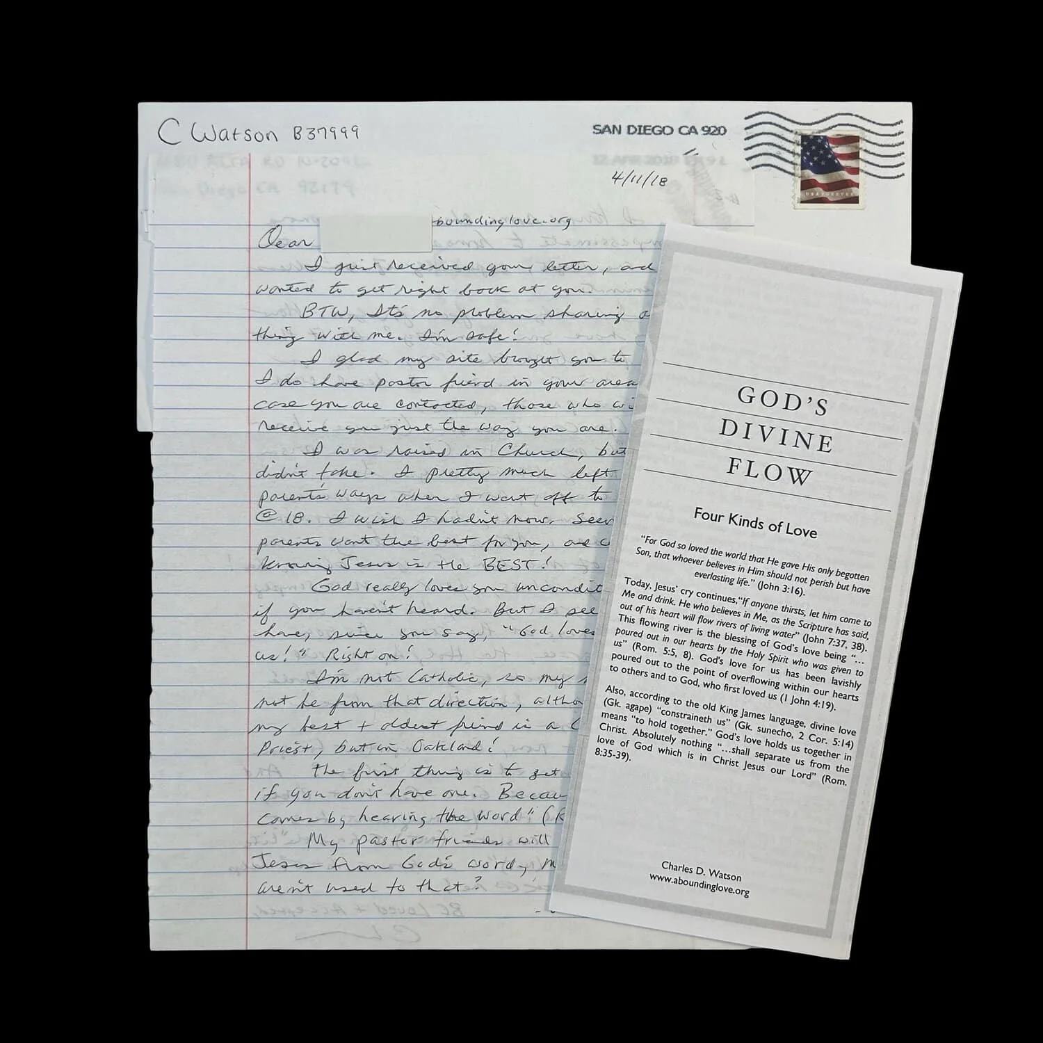 Tex Watson - Manson Family - Letter and Envelope Set