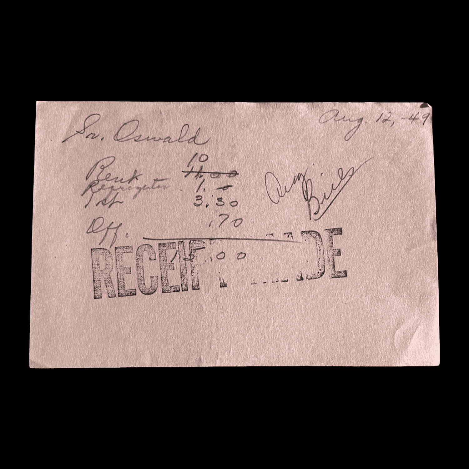 Handwritten Receipt - Branch Davidians - Waco, Texas