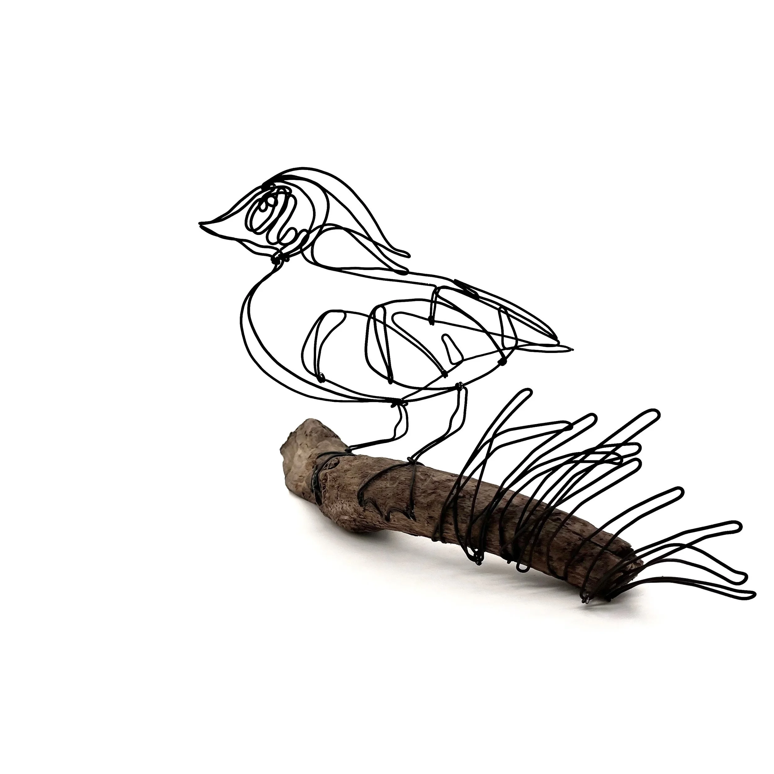 Wood Duck Sculpture, Duck Wire Sculpture, Bird Wire Art, Minimal Sculpture, Duck Art, Free Shipping