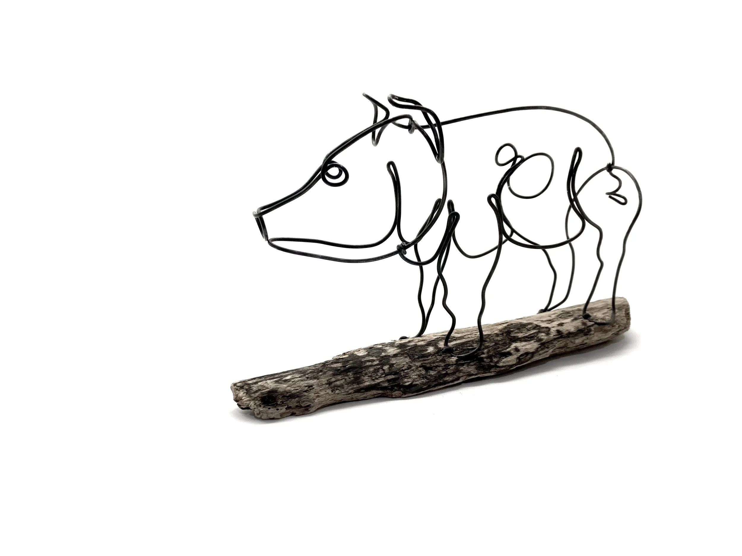 Pig Sculpture, Pig Wire Art, Farm Animal Art, One Continuous Line