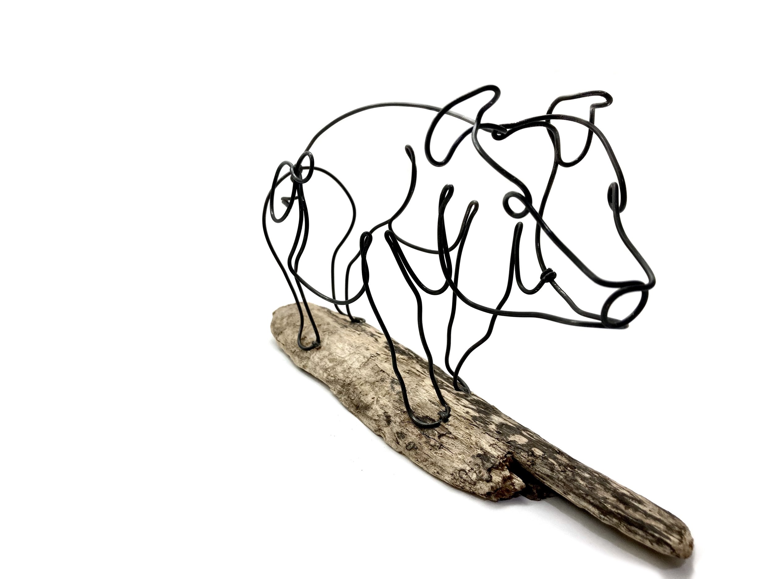 Pig Sculpture, Pig Wire Art, Farm Animal Art, One Continuous Line