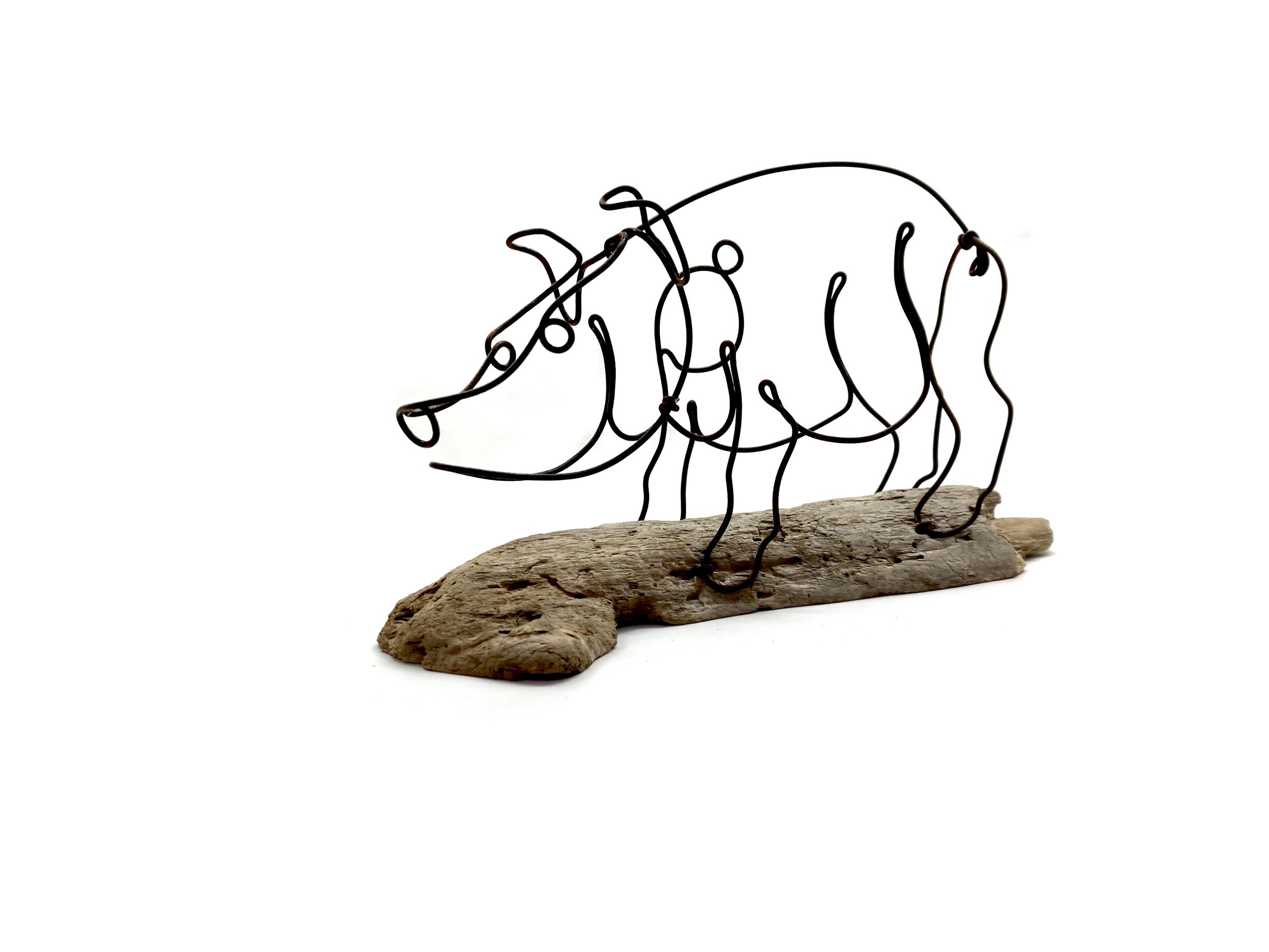 Pig Wire Sculpture, Pig Wire Art, Farm Animal Art, One Continuous Line