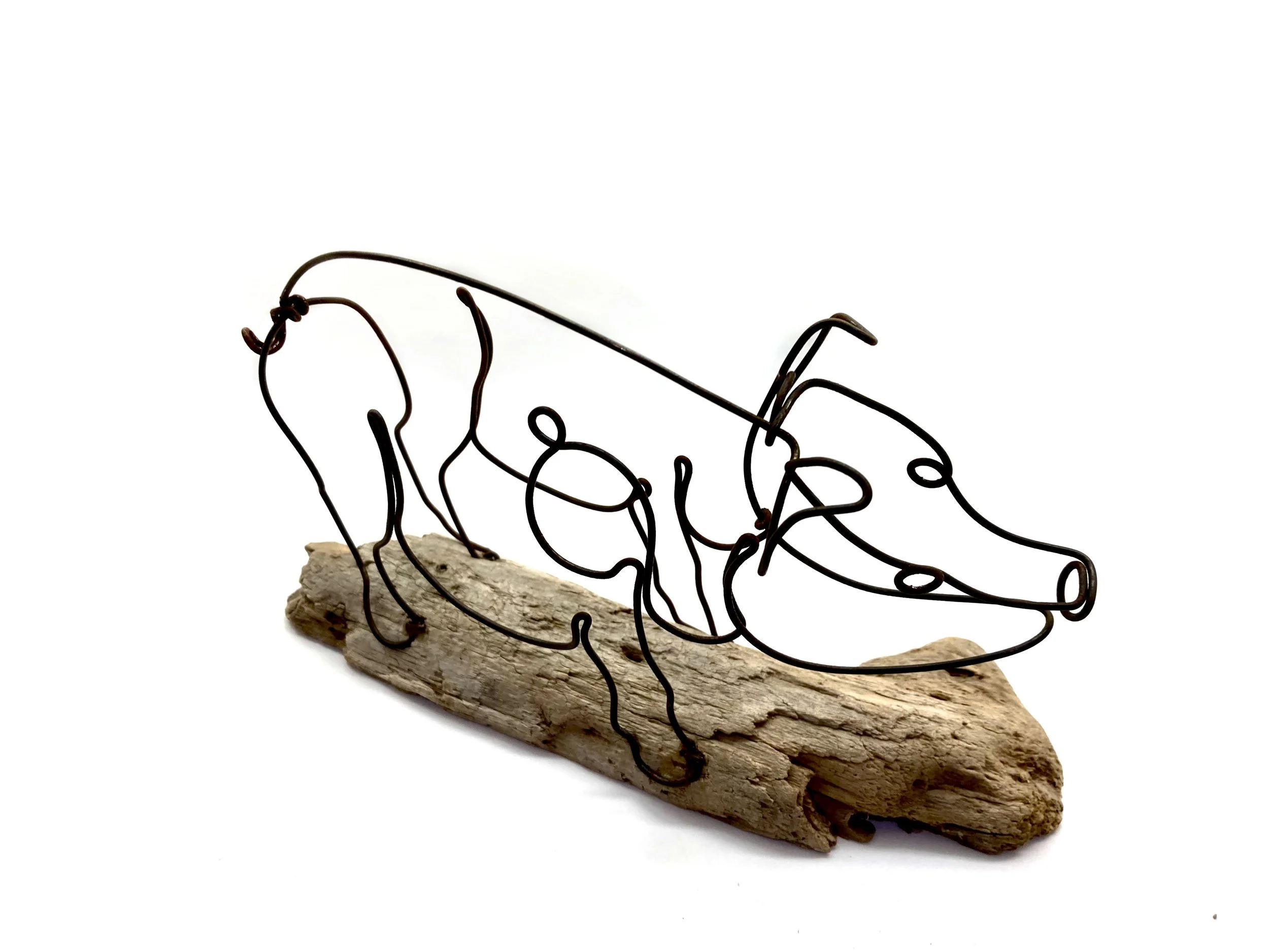 Pig Wire Sculpture, Pig Wire Art, Farm Animal Art, One Continuous Line