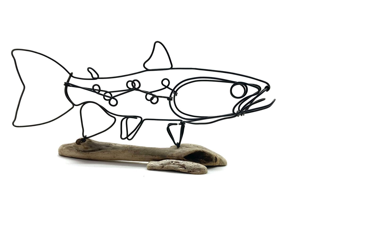 Left Facing Walleye Wire Sculpture, Fish Wall Hanging Wire Sculpture —  Wired by Bud