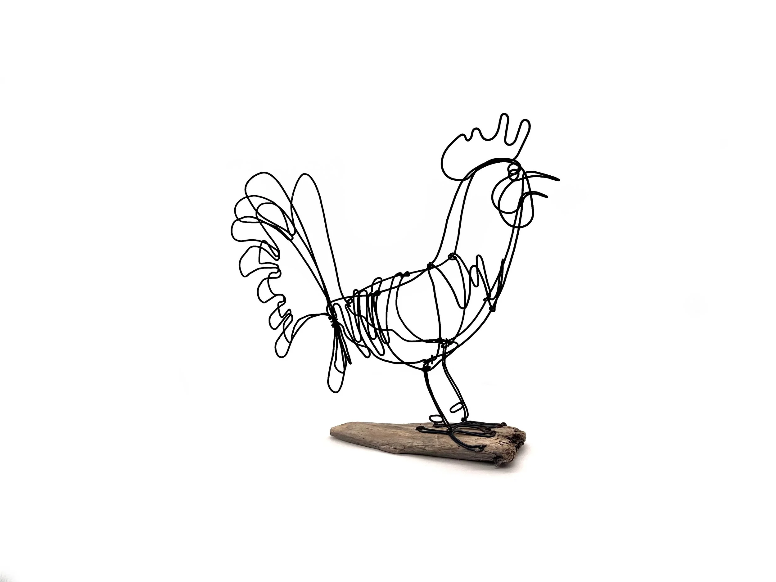 Rooster Wire Art, One Line Wire Rooster Sculpture, Minimal Wire Art, Free Shipping