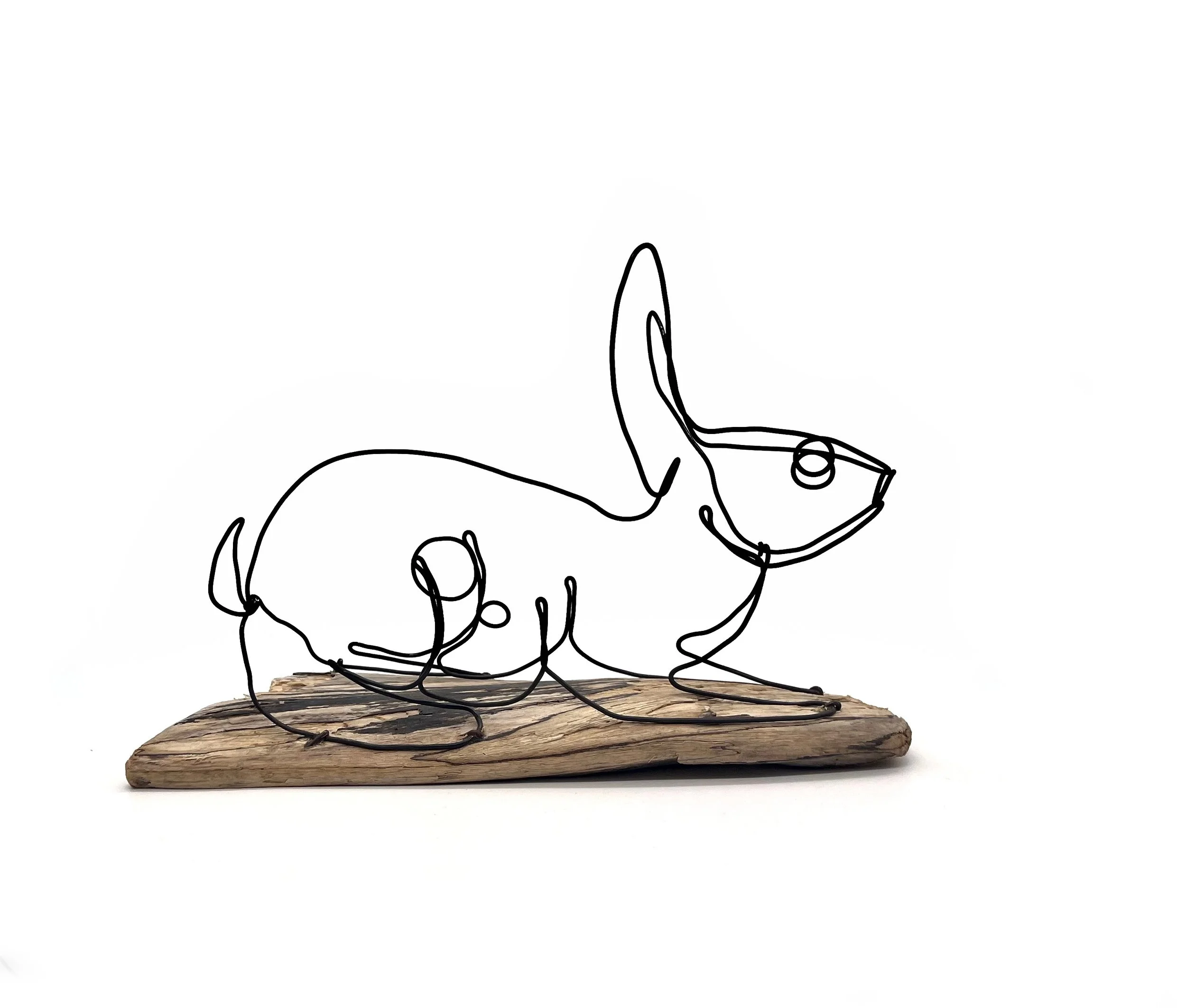 Rabbit Sculpture, Bunny Wire Art, 3D One Line Drawing, Minimalist Sculpture