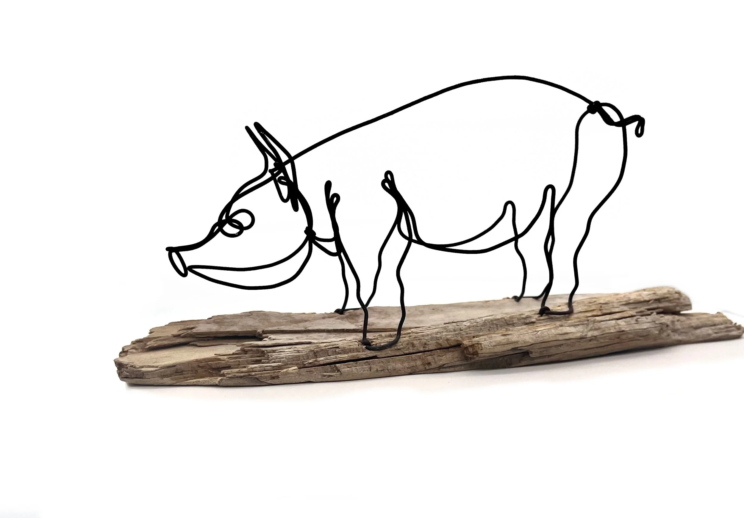 Pig Wire Sculpture, Pig Wire Art, Farm Animal Art, One Continuous Line Sculpture