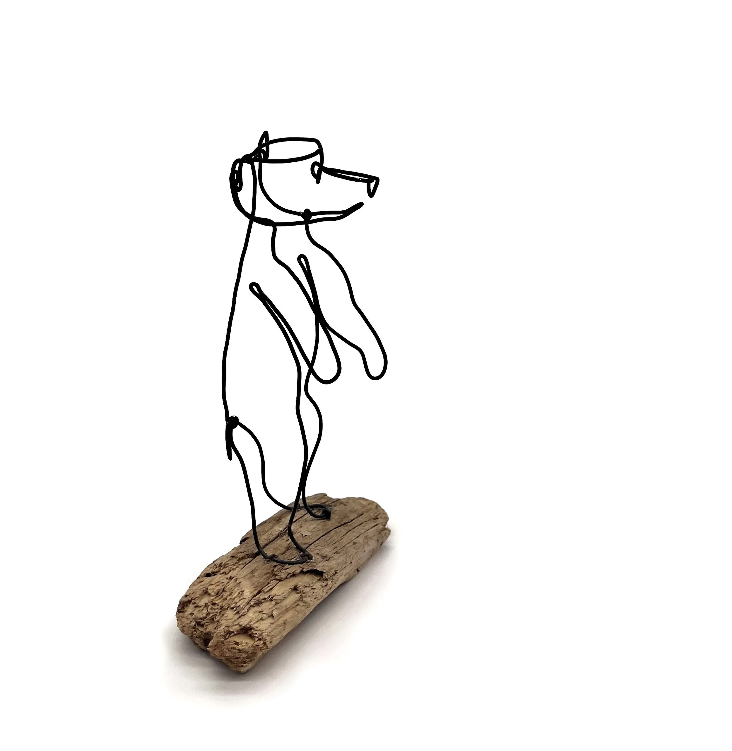 Standing Bear Wire Sculpture, Bear Art, Minimal Wire Sculpture, Free Shipping