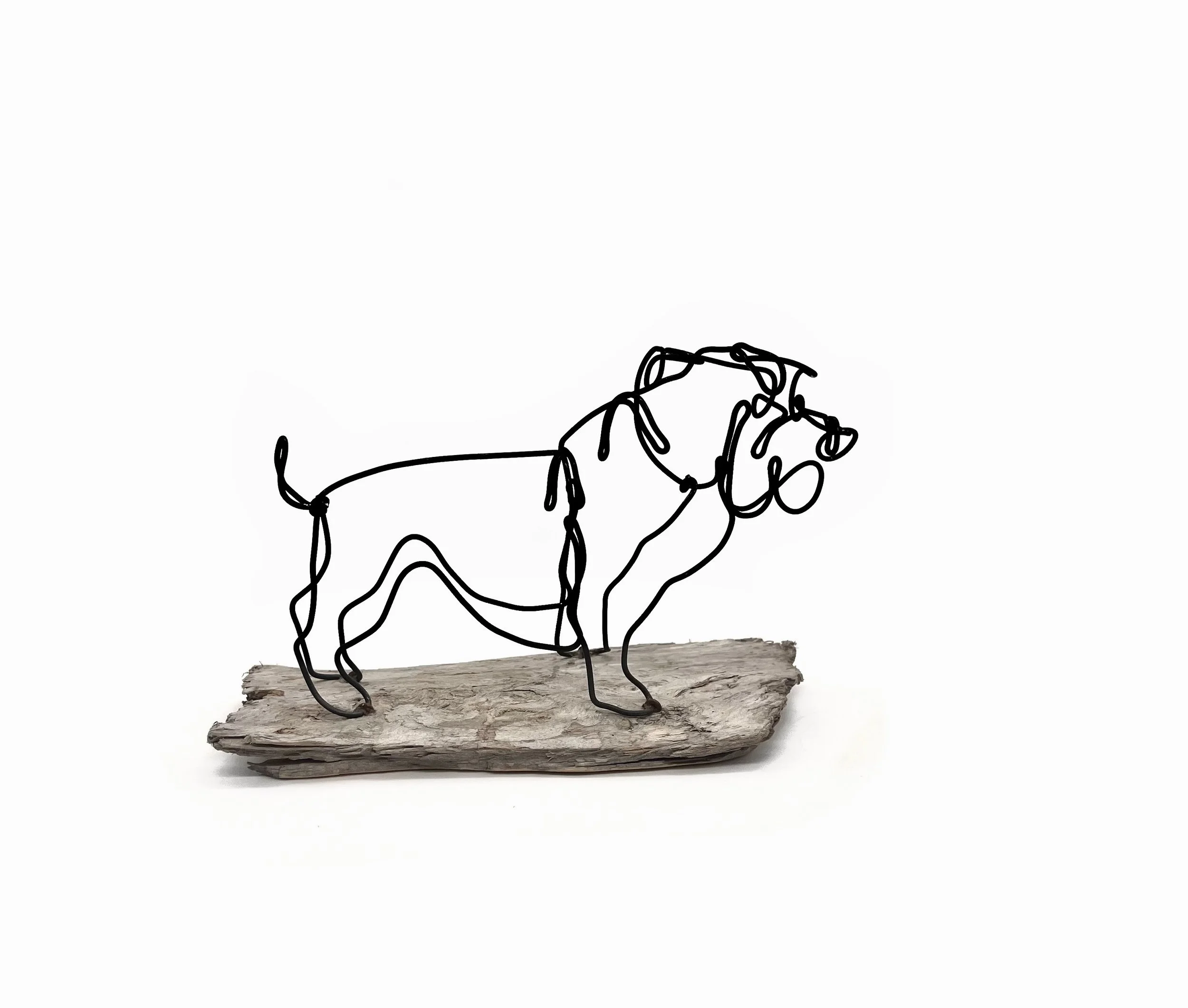 English Bulldog Sculpture, Dog Art, One Continuous Line Sculpture