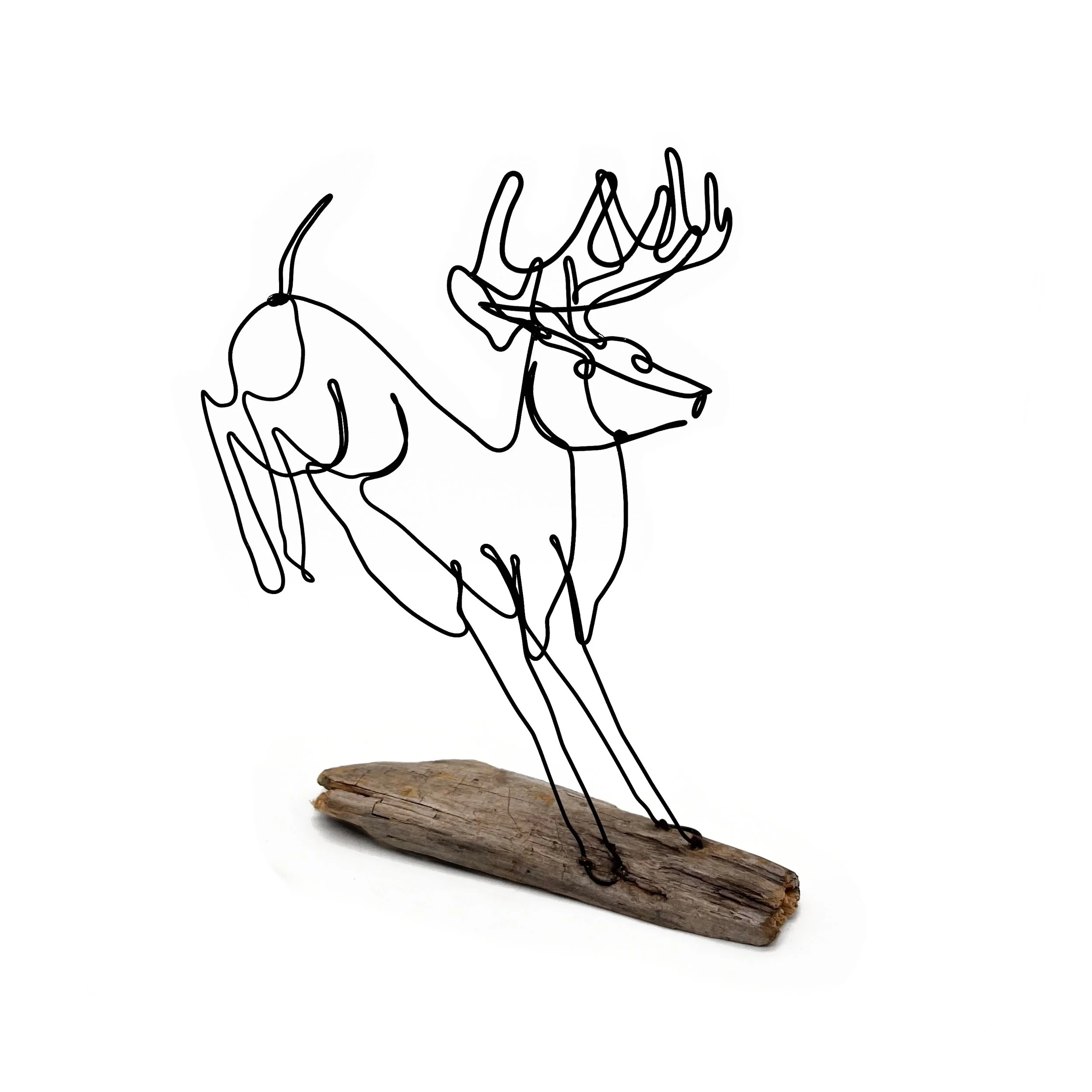 Running Buck Sculpture, Deer Wire Sculpture, Minimalist Wire Art, One Line 3-D Sculpture