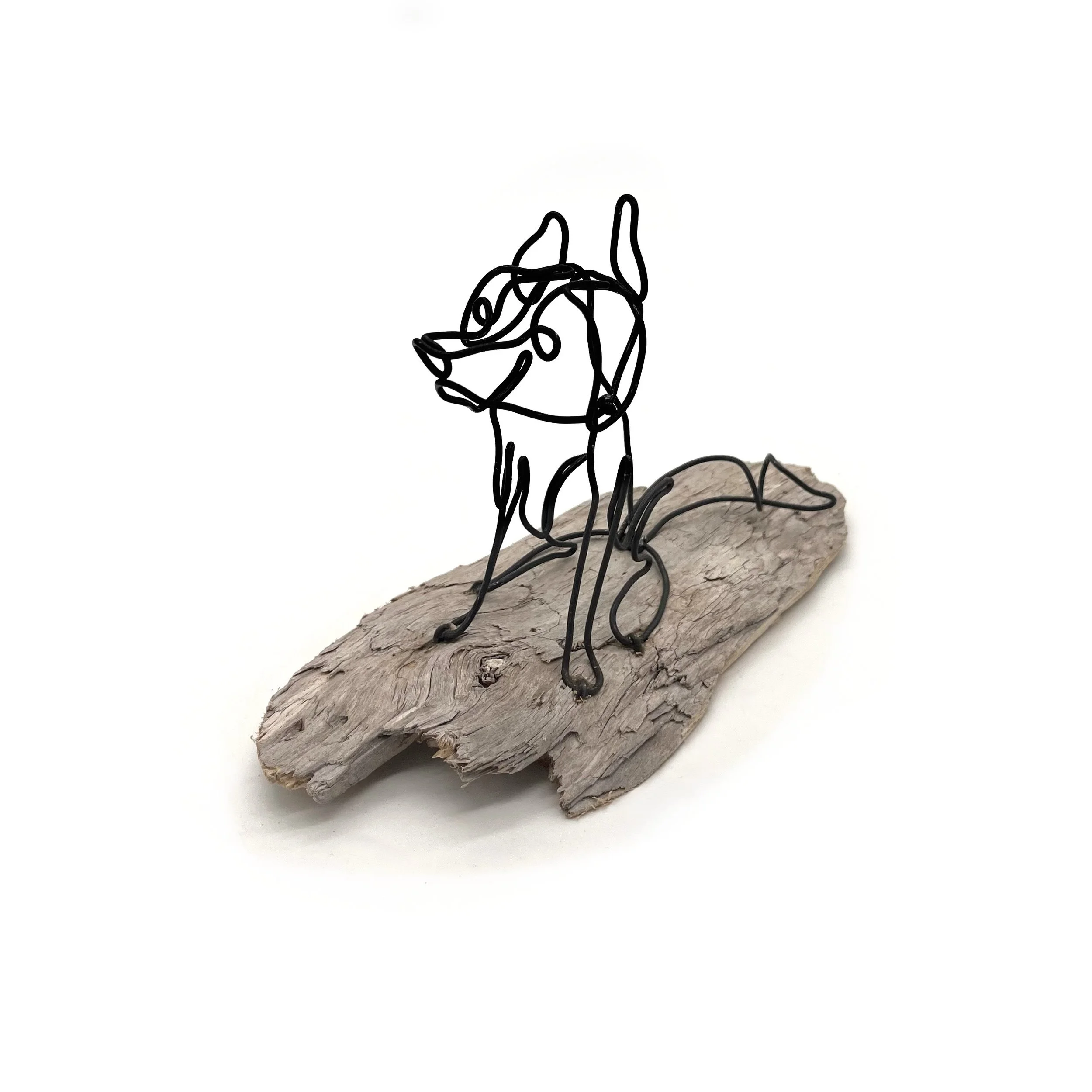 Sitting Fox Wire Sculpture, One Continuous Line, Minimalism in Art