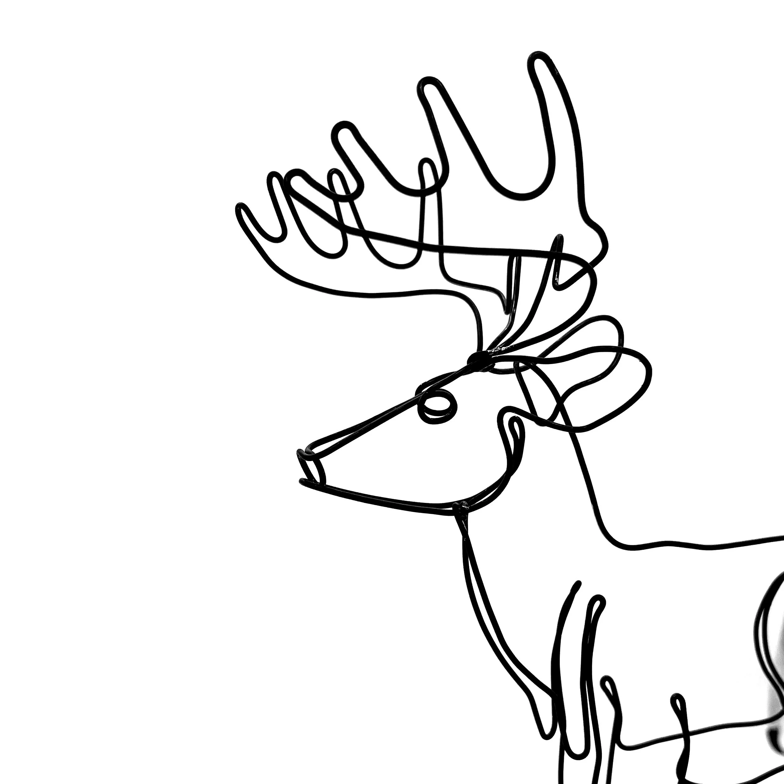 Buck Wire Sculpture, Deer Wire Art, Minimalist Art, One Line 3-D Sculpture, Free Shipping