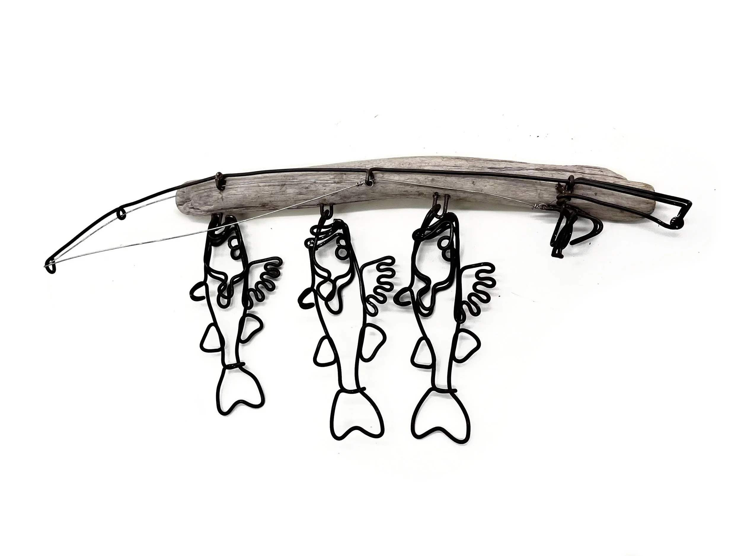 Walleye and Fishing Rod Wire Art, Fish Metal Wall Hanging, Fish Wire Art, Minimal Wire Sculpture