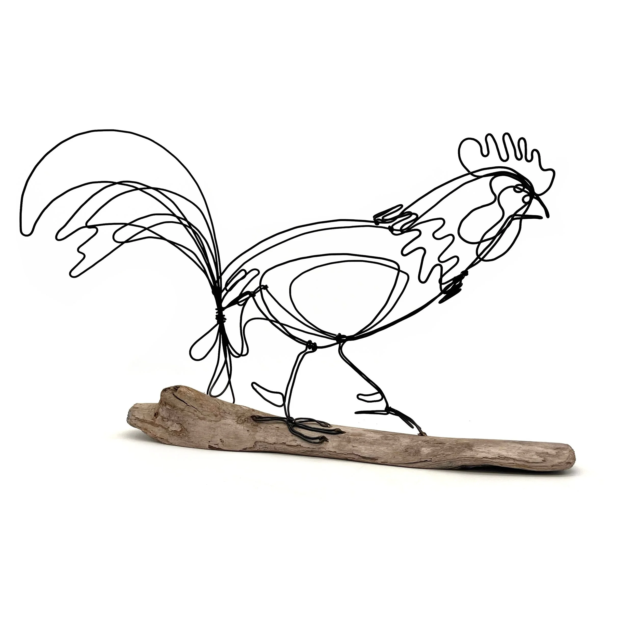 Rooster Wire Sculpture, One Line Wire Sculpture, Minimal Wire Art, Free Shipping