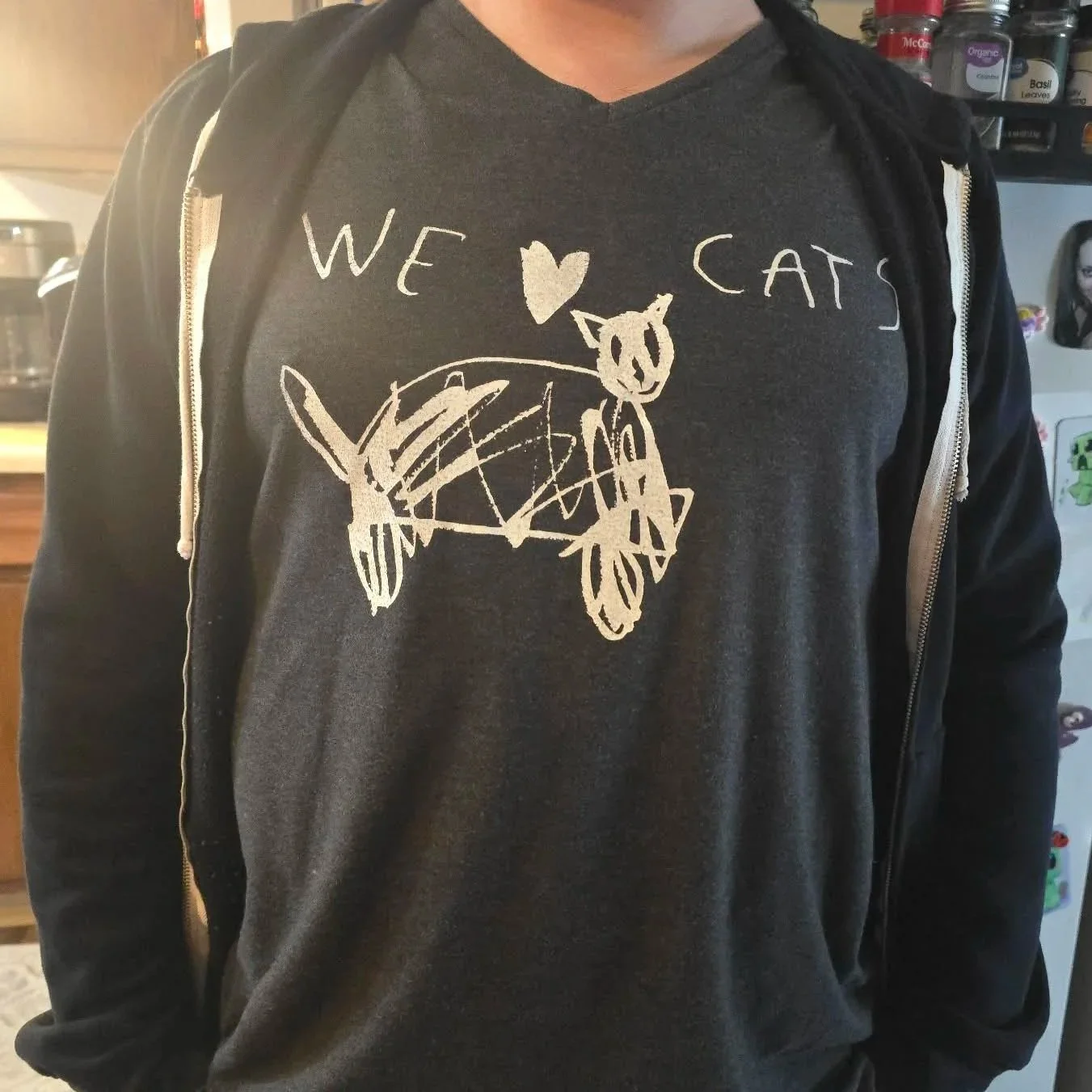 We Love Cats Unisex Adult Black T-Shirt (S-4XL) Designed by Luna