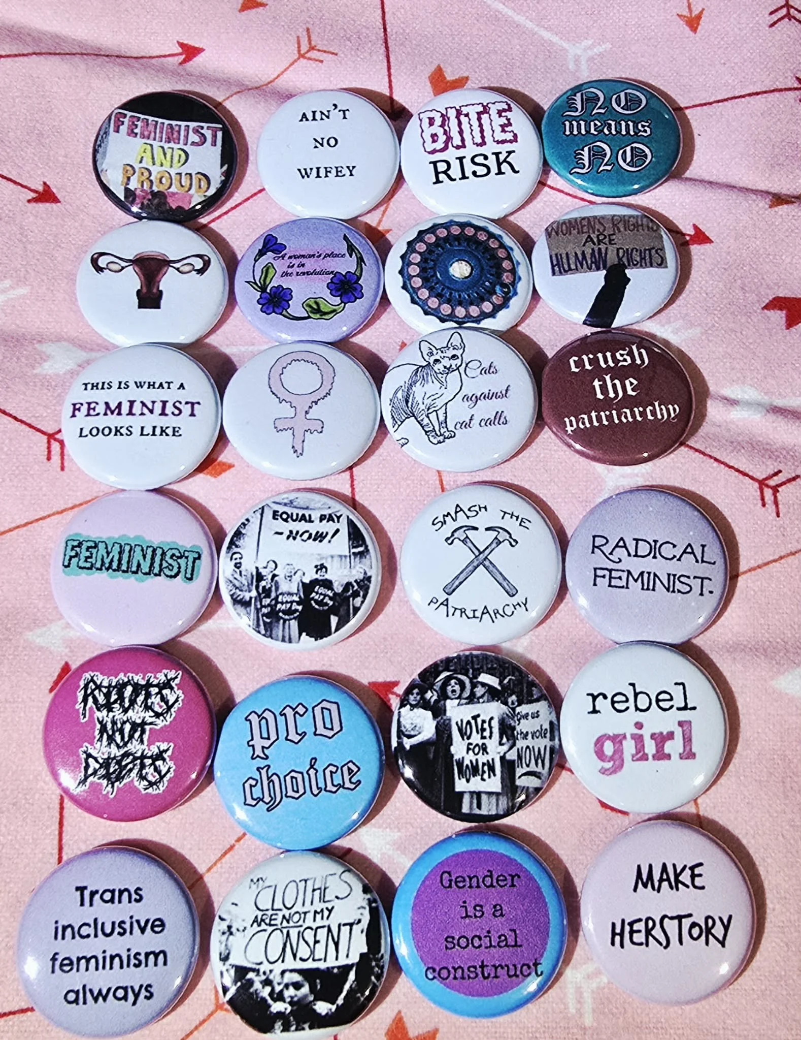 Feminist Button Set of 9 Small buttons