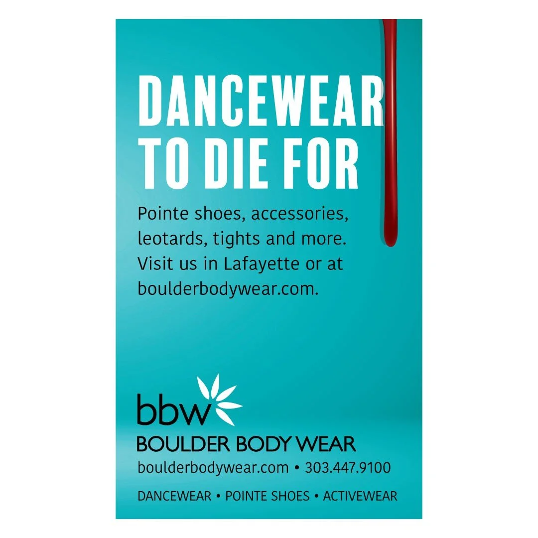 I&rsquo;ve started a series of performance-specific ads for @boulder_body_wear for @colorado.ballet programs. These are little ads (about the size of a business card). So far, I've done Dracula and the Nutcracker. Currently brainstorming ideas for th