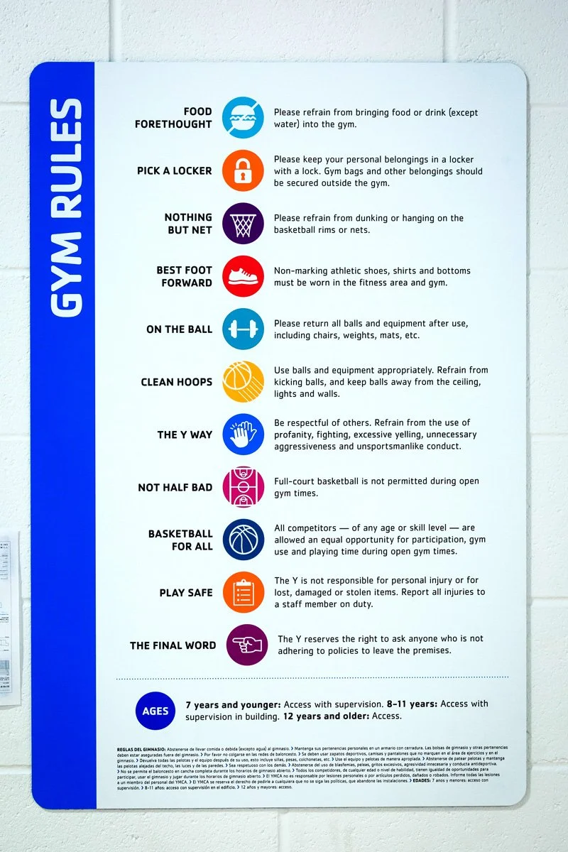 ymca gym rules sign