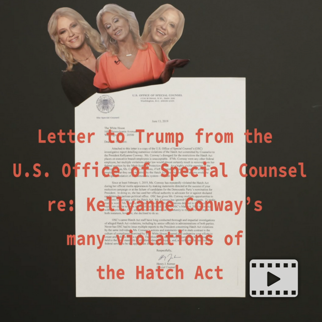U.S. Office of Special Counsel released a report to the White House recommending that presidential adviser Kellyanne Conway be removed from office for numerous violations of the Hatch Act.