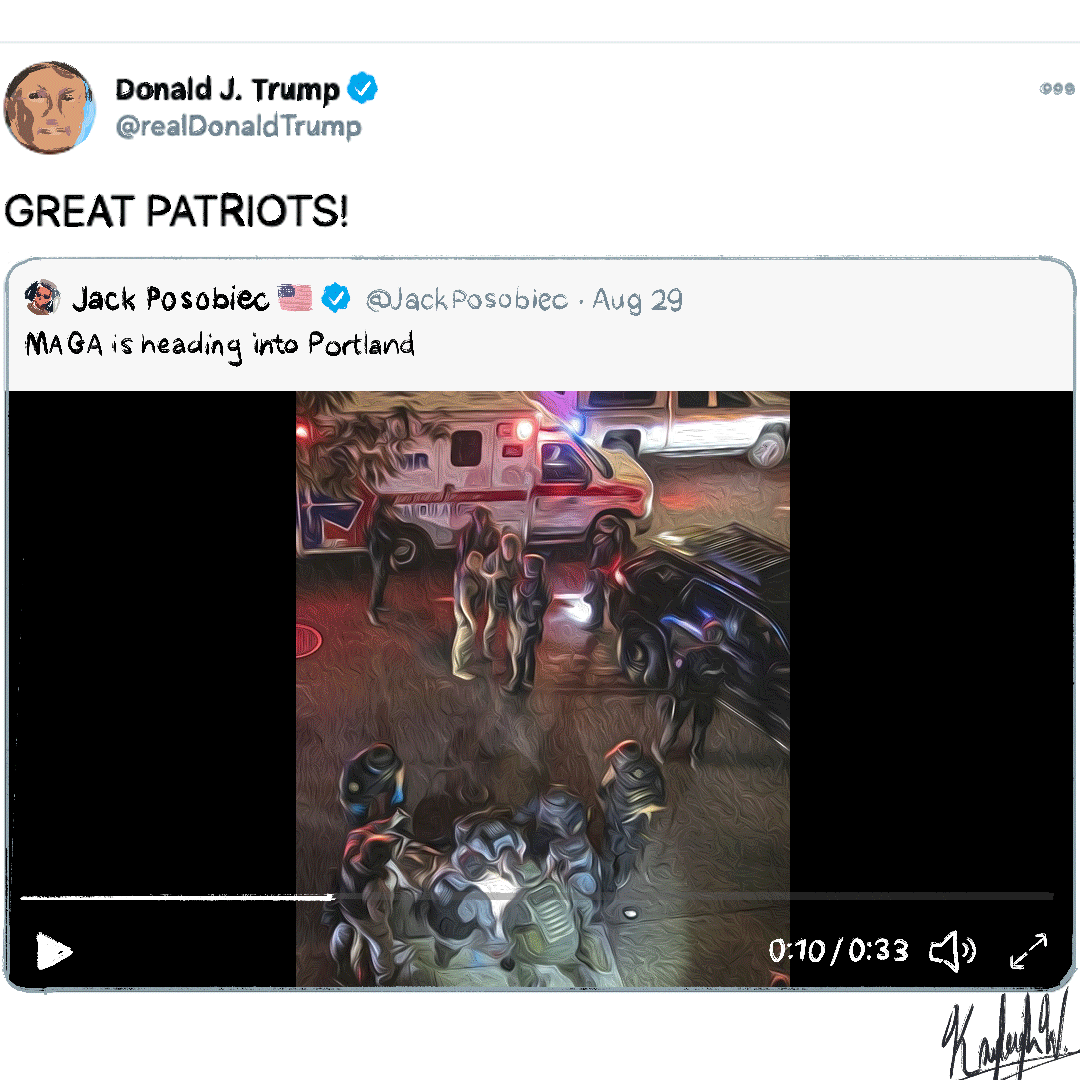 Trump retweeted a video of a MAGA caravan calling them GREAT PATRIOTS despite civil unrest across the country.
