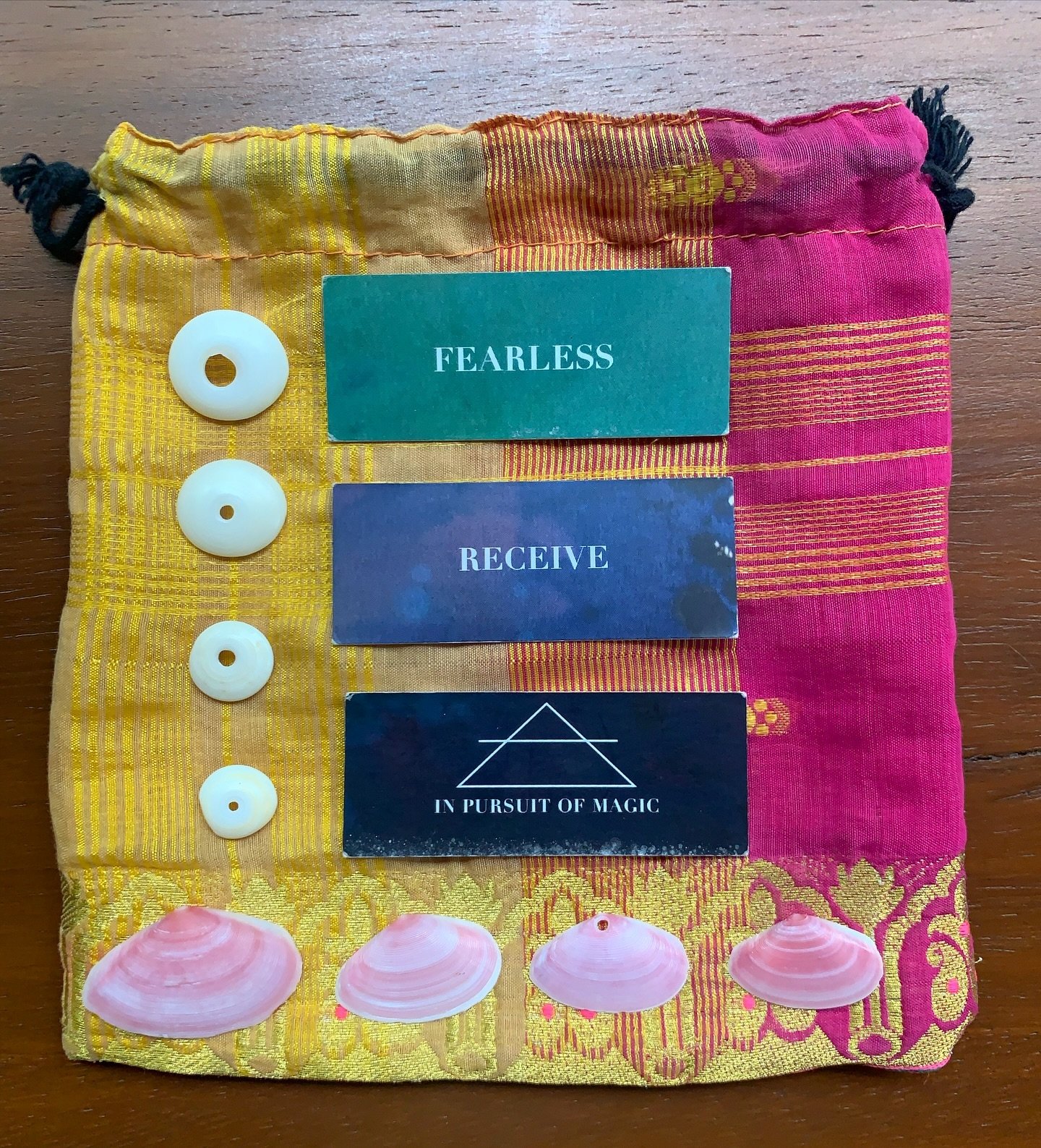 IPM cards in a silk sari bag ✨