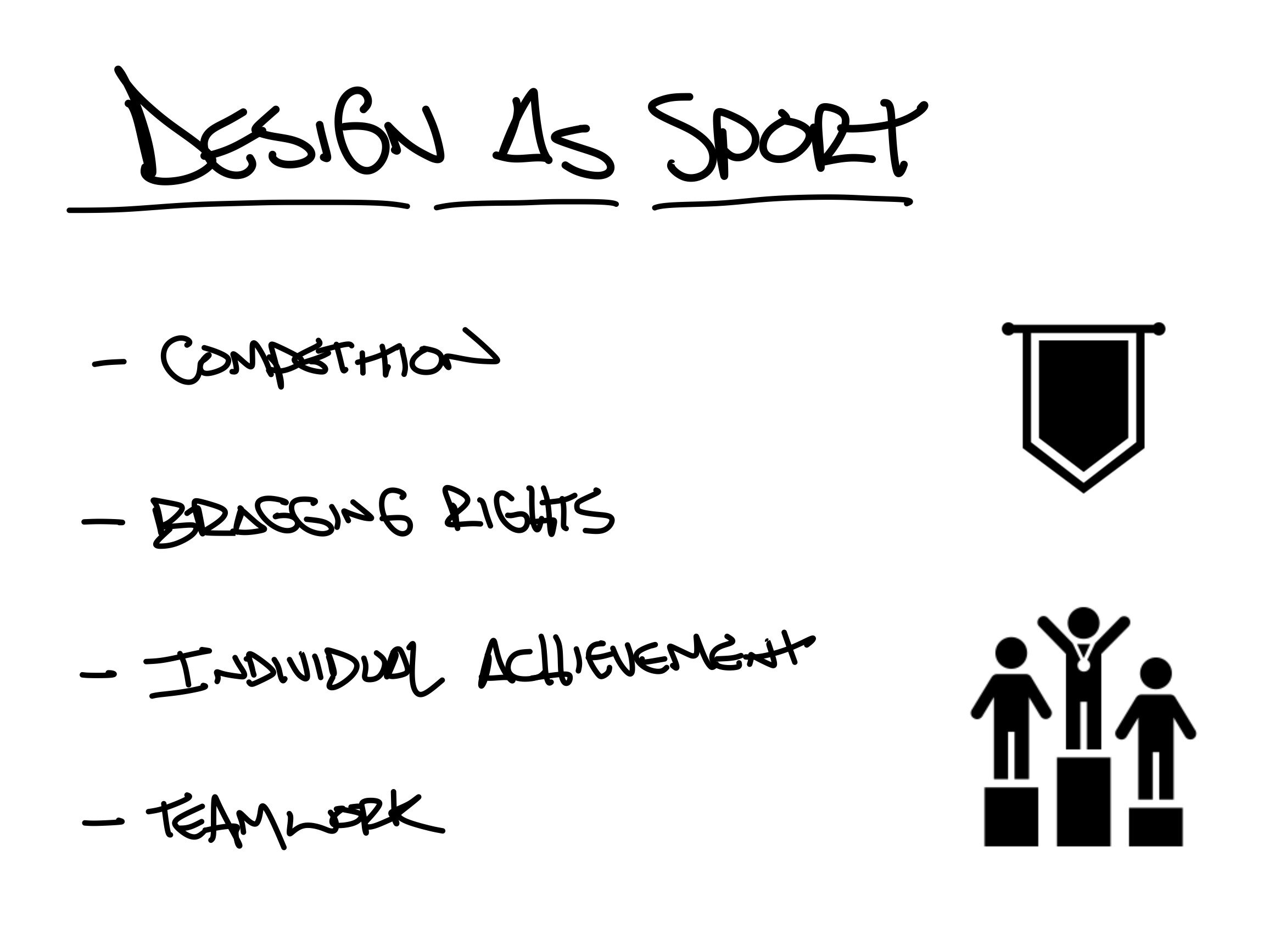 Design As Sport = Competition, Bragging Rights, Individual Achievement and Teamwork