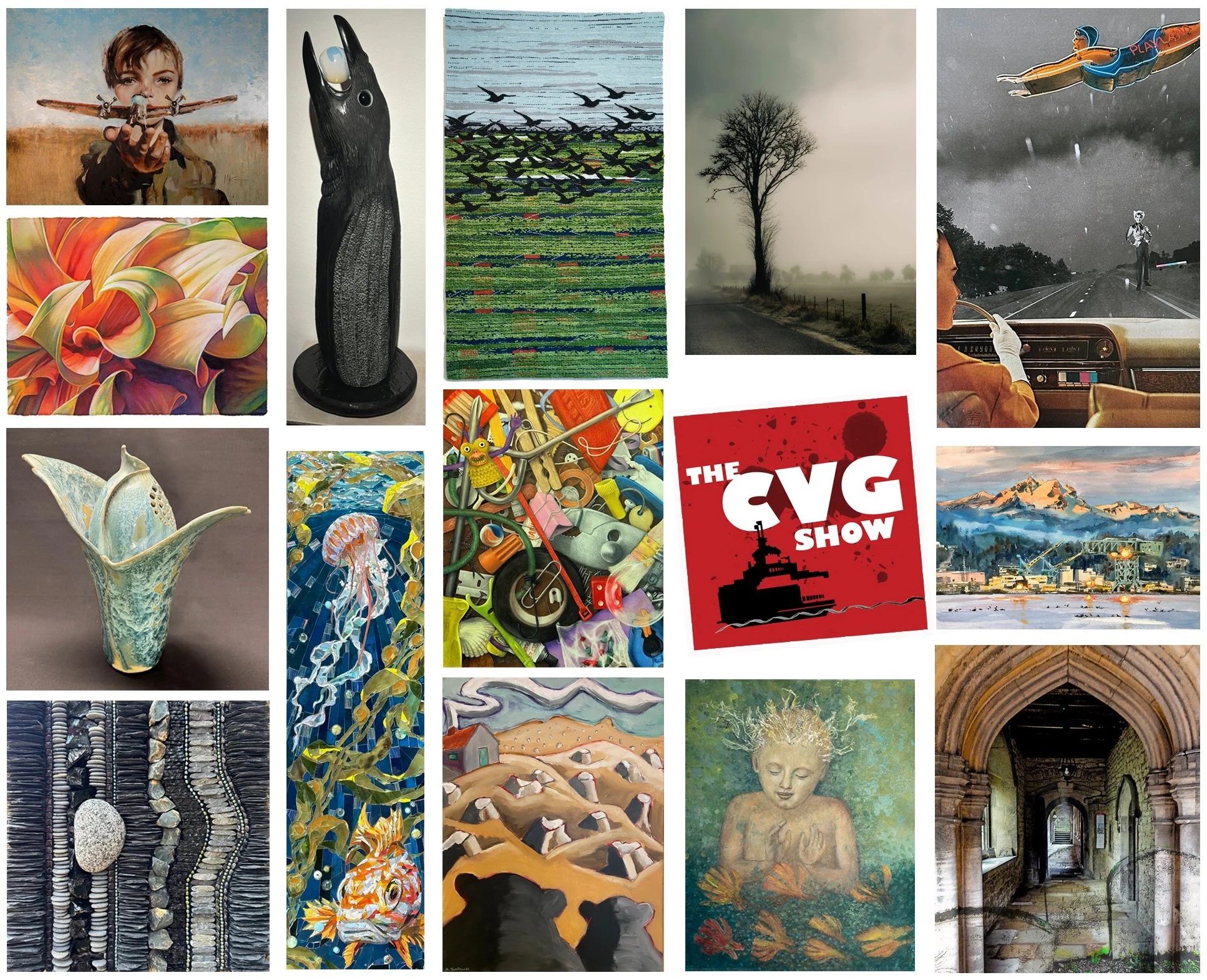 Collage of multiple 2026 CVG Show artworks