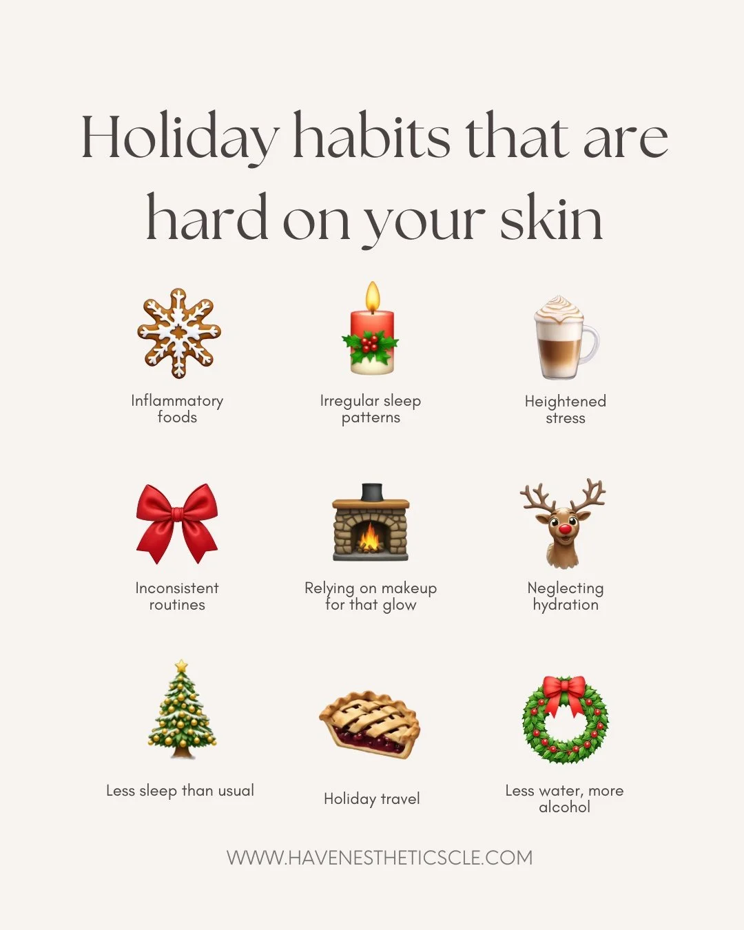 The holidays are fun, but your skin definitely feels the chaos 🎄✨

More alcohol, less sleep, skipping routines, extra stress, heavy makeup, winter travel&hellip; it all adds up! 

And that&rsquo;s why so many people see more dullness, dehydration an