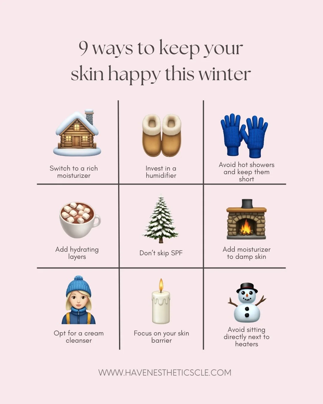 Winter can be a little demanding on our skin, but with a few gentle tweaks at home, you can keep everything calm, hydrated, and comfortable.

Here are some winter favorites we love:

❄️ Switch to a richer moisturizer to support your barrier and preve