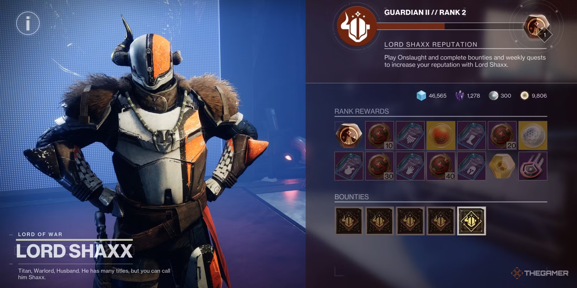 Improve your standing with Shaxx and his quartermaster to gain access to exclusive rewards.