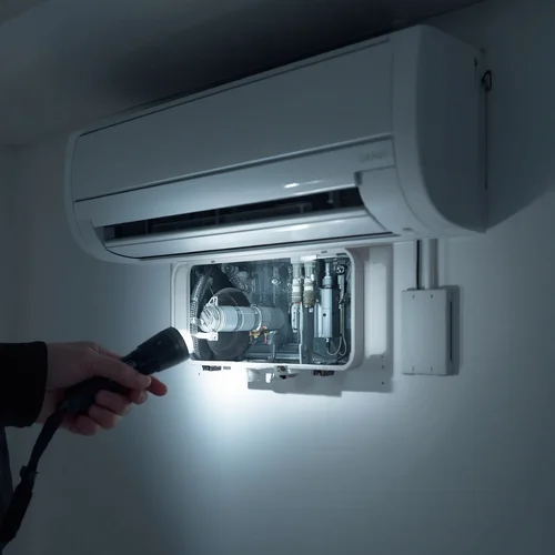 indoor ac unit with water pooled on floor