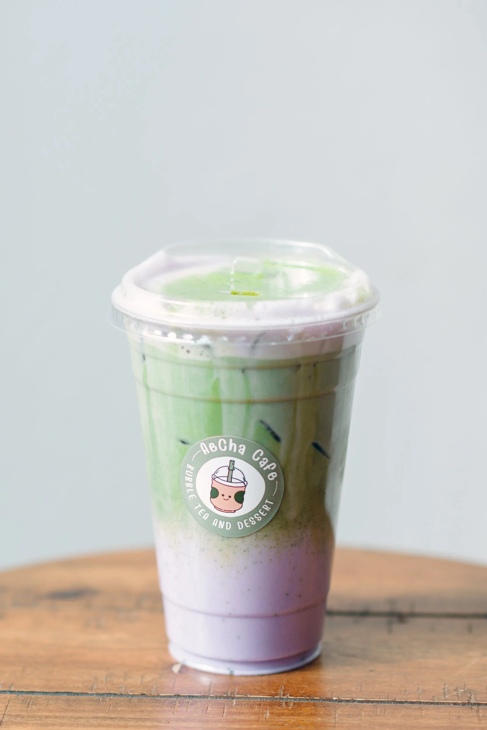 Taro Matcha Latte by Andrea Molina for AeCha Cafe in Tipp City Food Photography