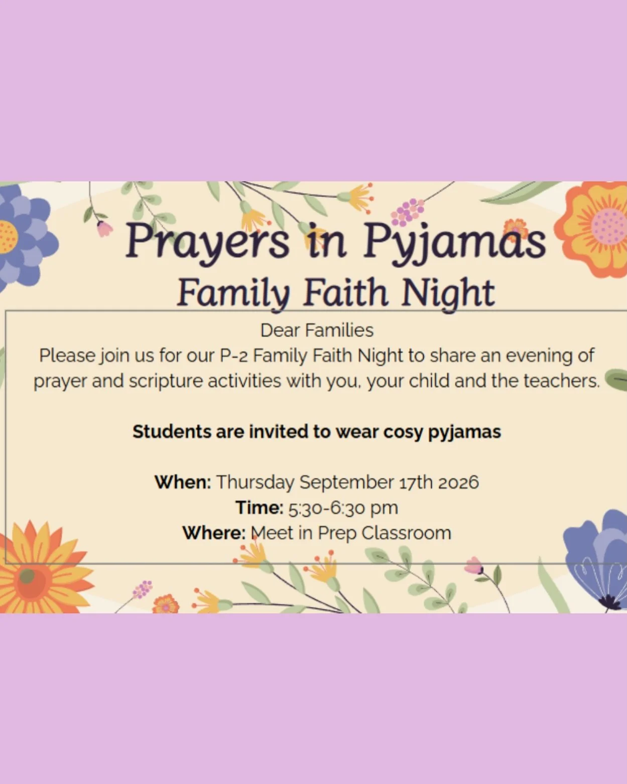 A reminder about our upcoming Family Faith Night for our P&ndash;2 families. We&rsquo;d love to see you there! 

#faithnight #family #sacredheart #oakleigh