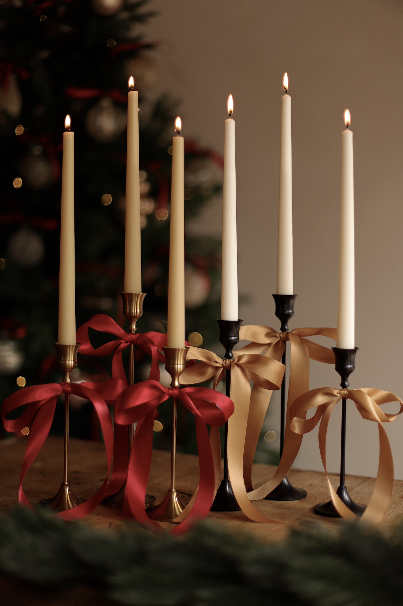 Christmas Bow Candle Holders