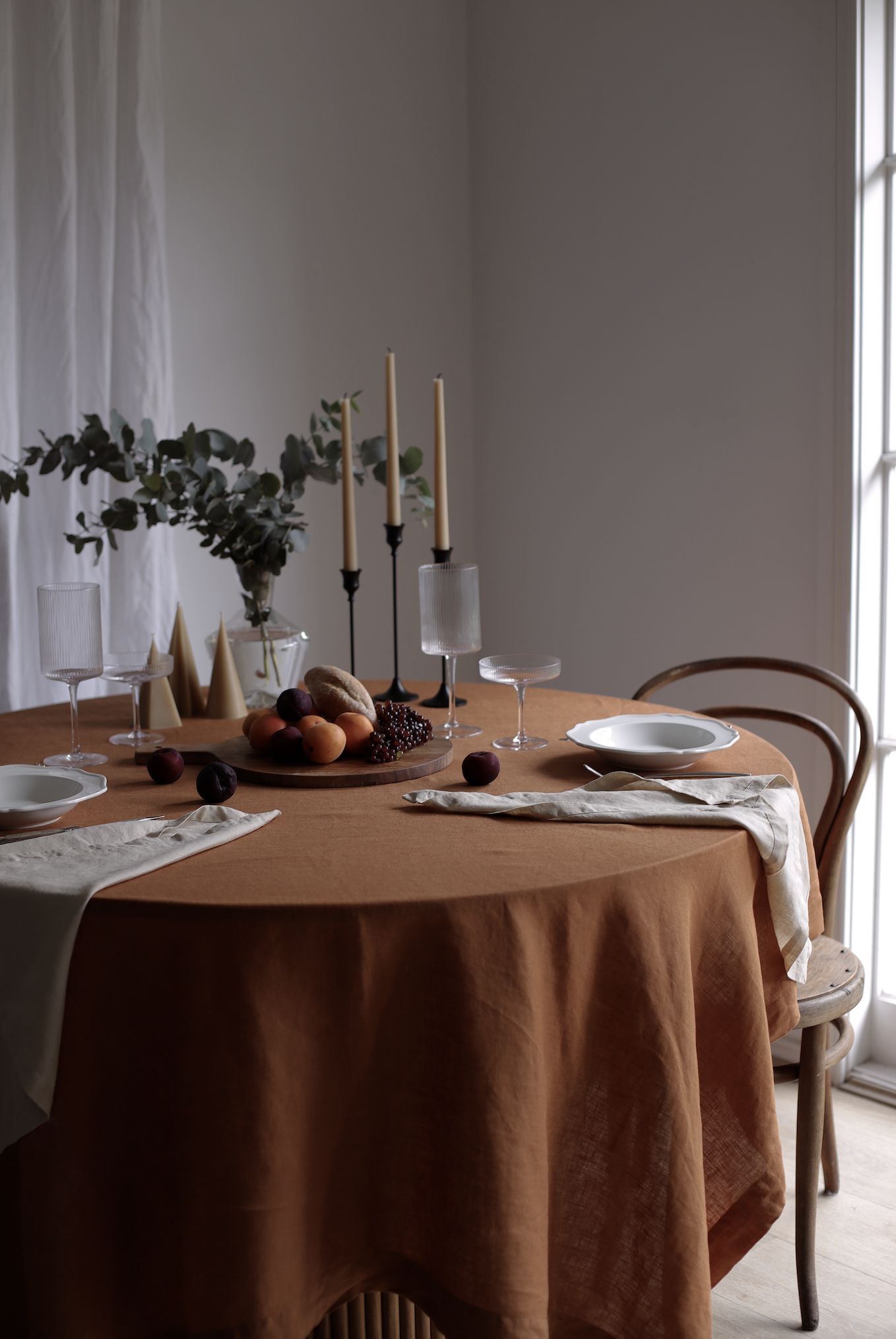 BURNT ORANGE EUROPEAN FLAX LINEN TABLE CLOTH
