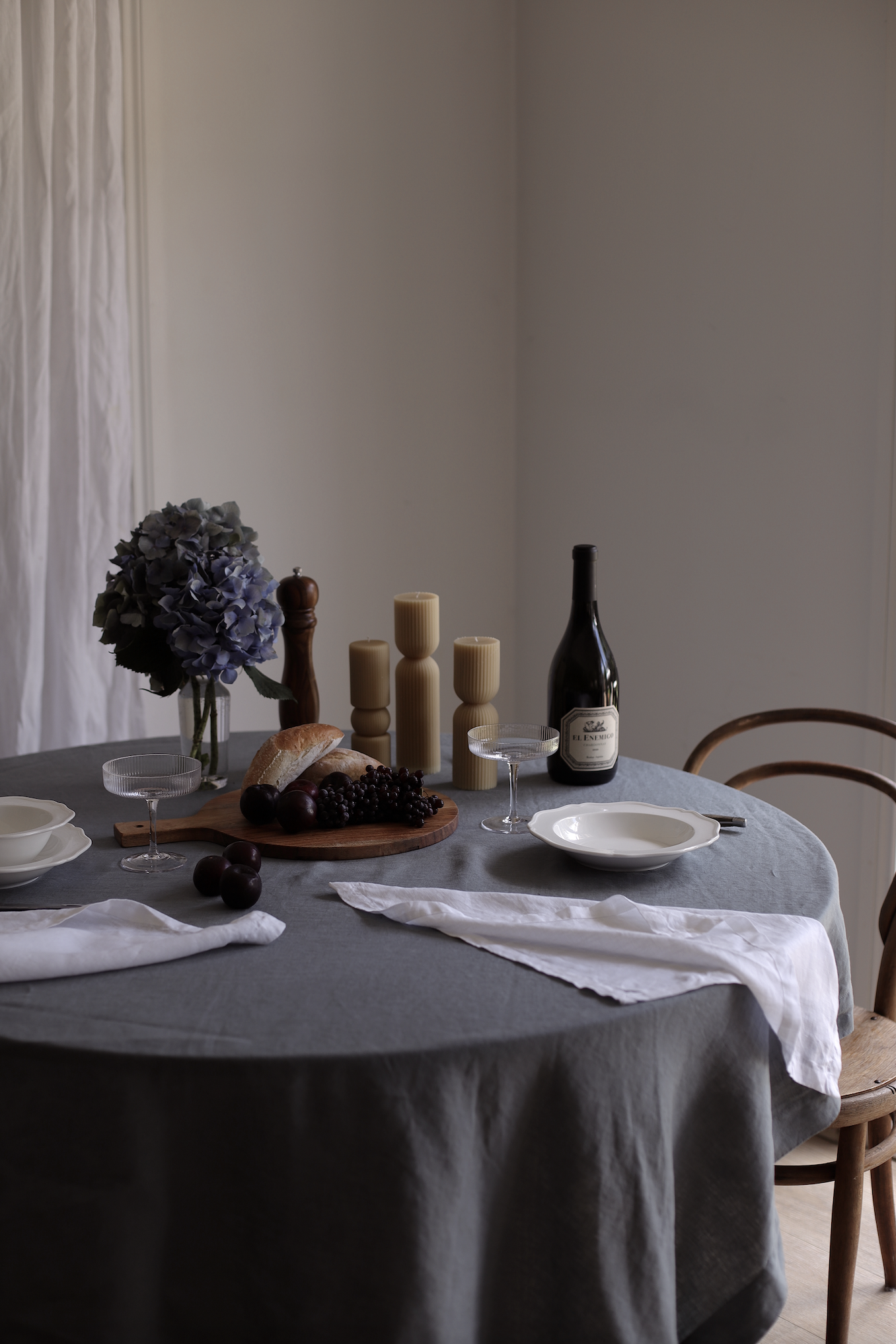 OCEAN BLUE EUROPEAN FLAX LINEN TABLE CLOTH