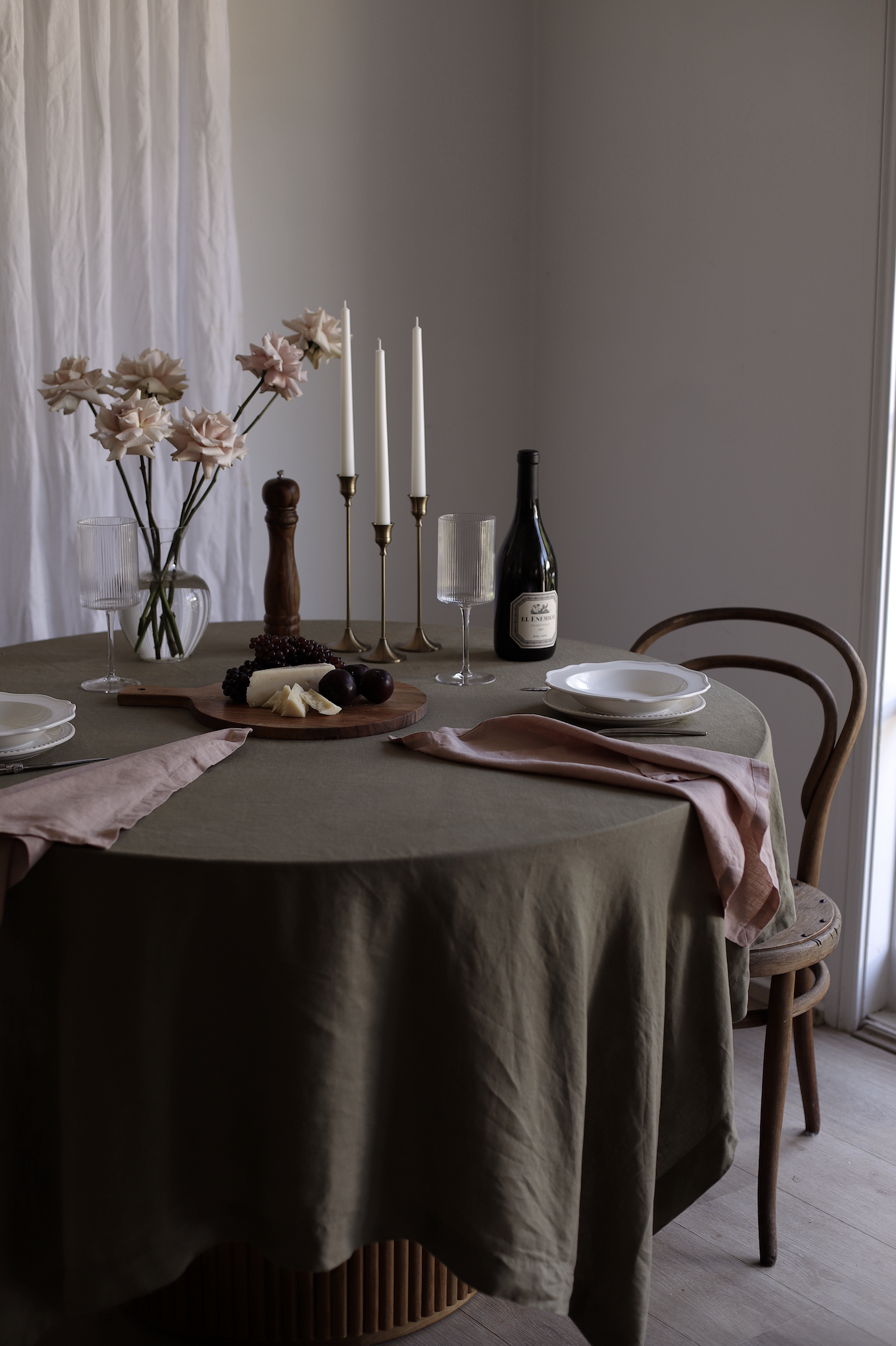 OLIVE GREEN EUROPEAN FLAX LINEN TABLE CLOTH