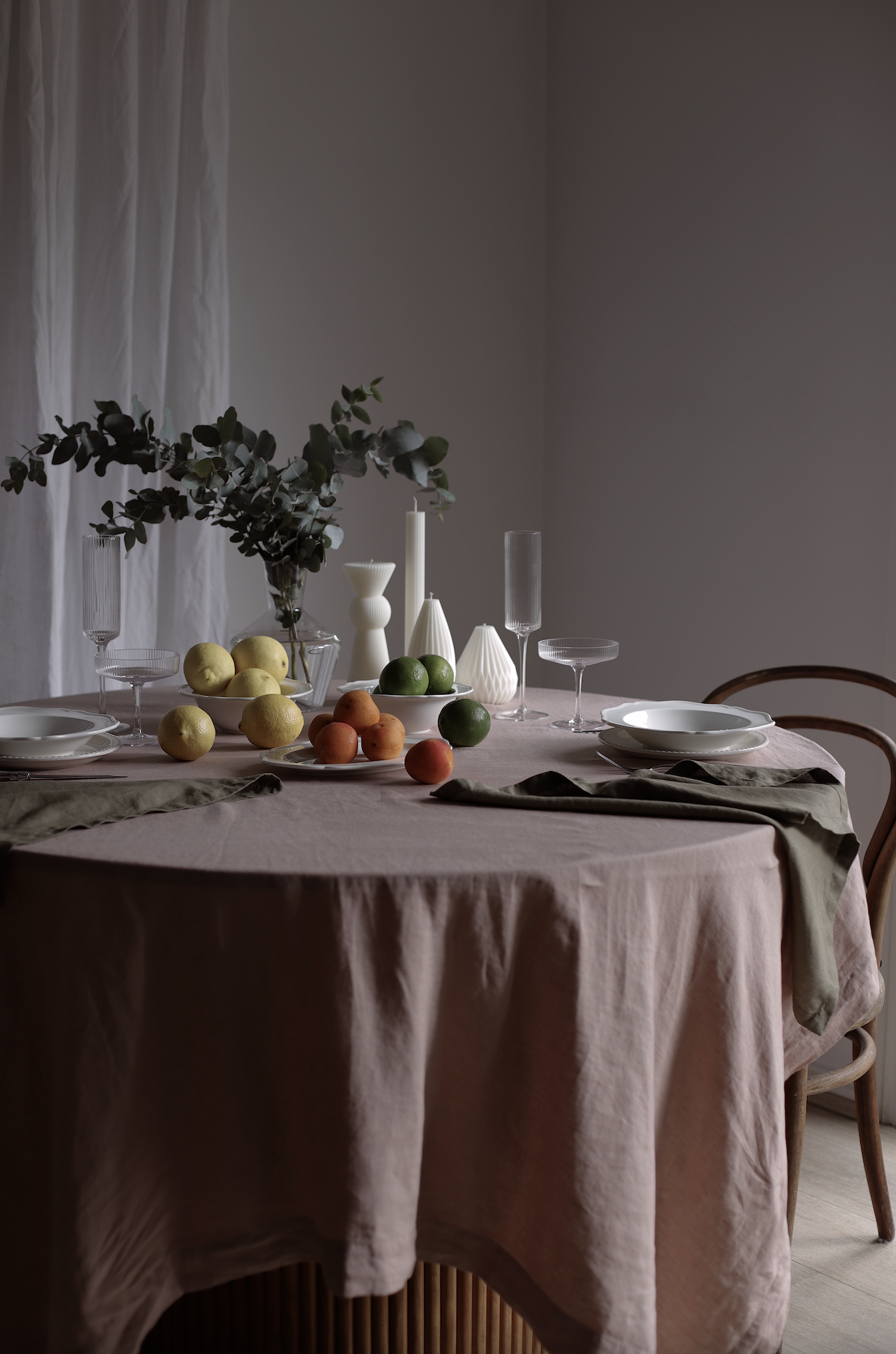 DUSTY PINK EUROPEAN FLAX LINEN TABLE CLOTH