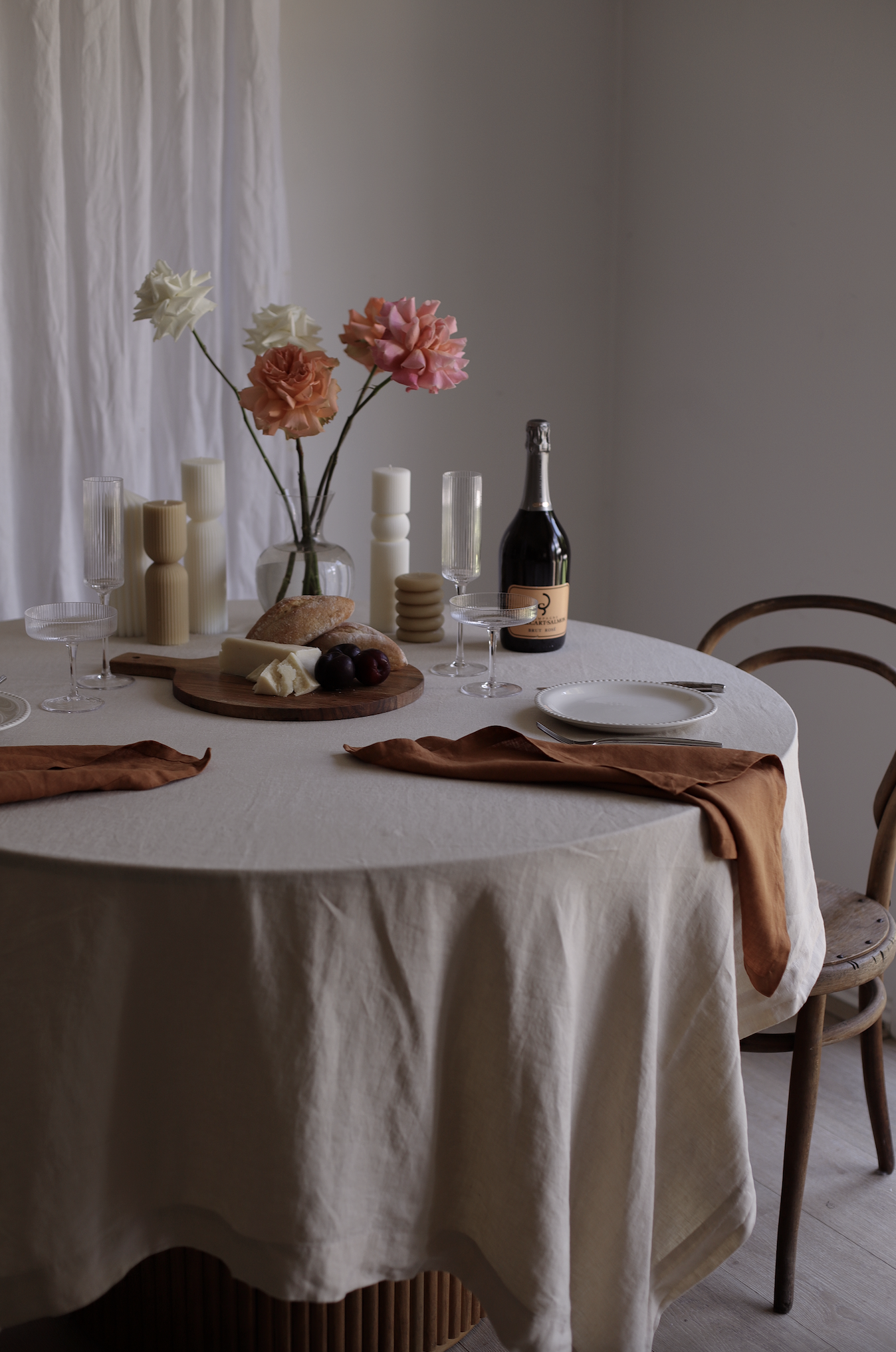 SANDY BEIGE EUROPEAN FLAX LINEN TABLE CLOTH