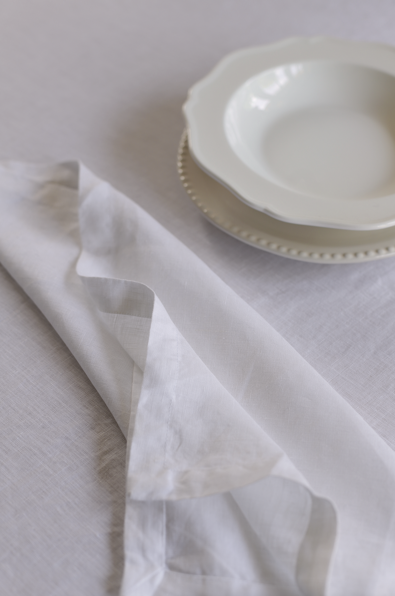 WHITE EUROPEAN FLAX LINEN NAPKINS