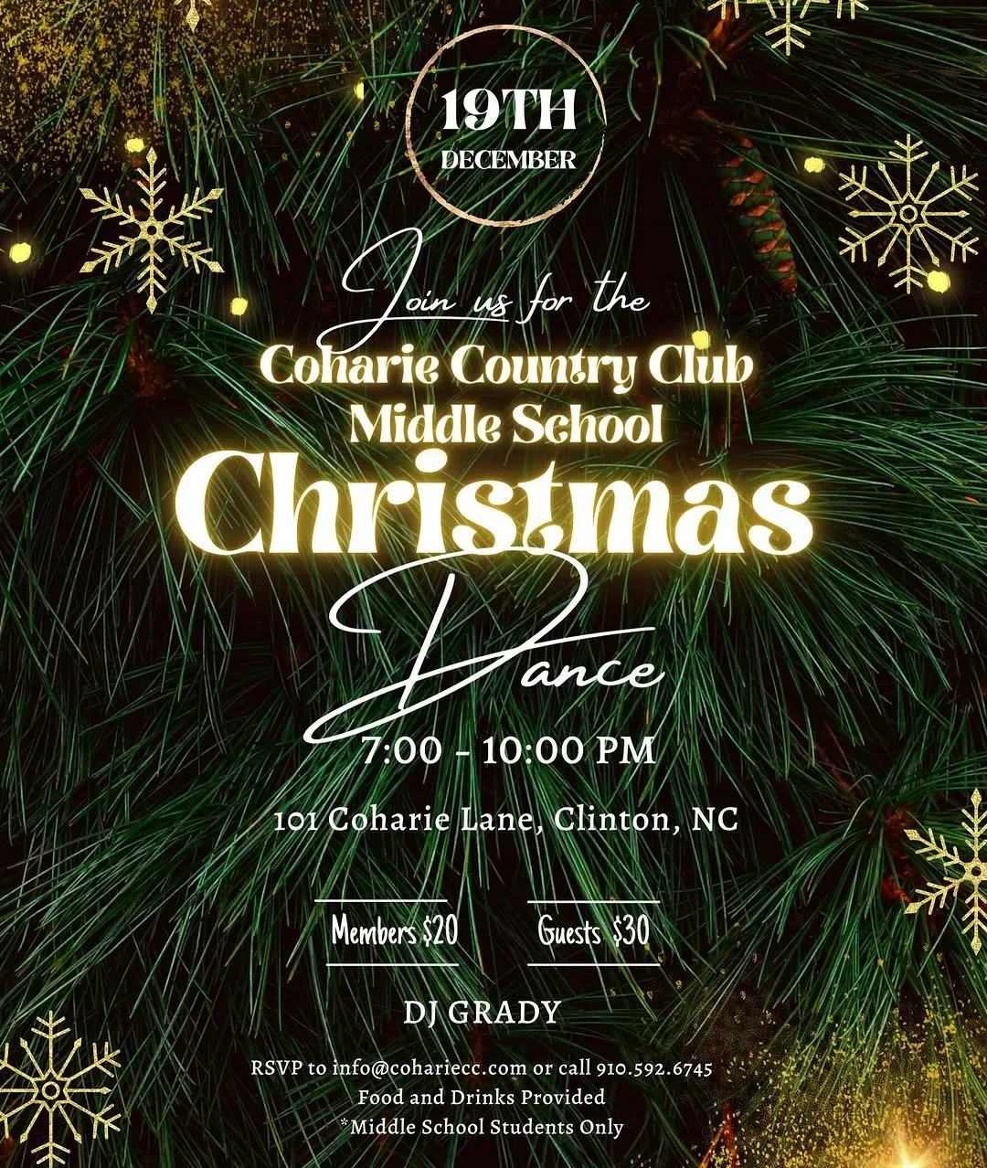 Middle School Christmas Dance — Coharie Country Club