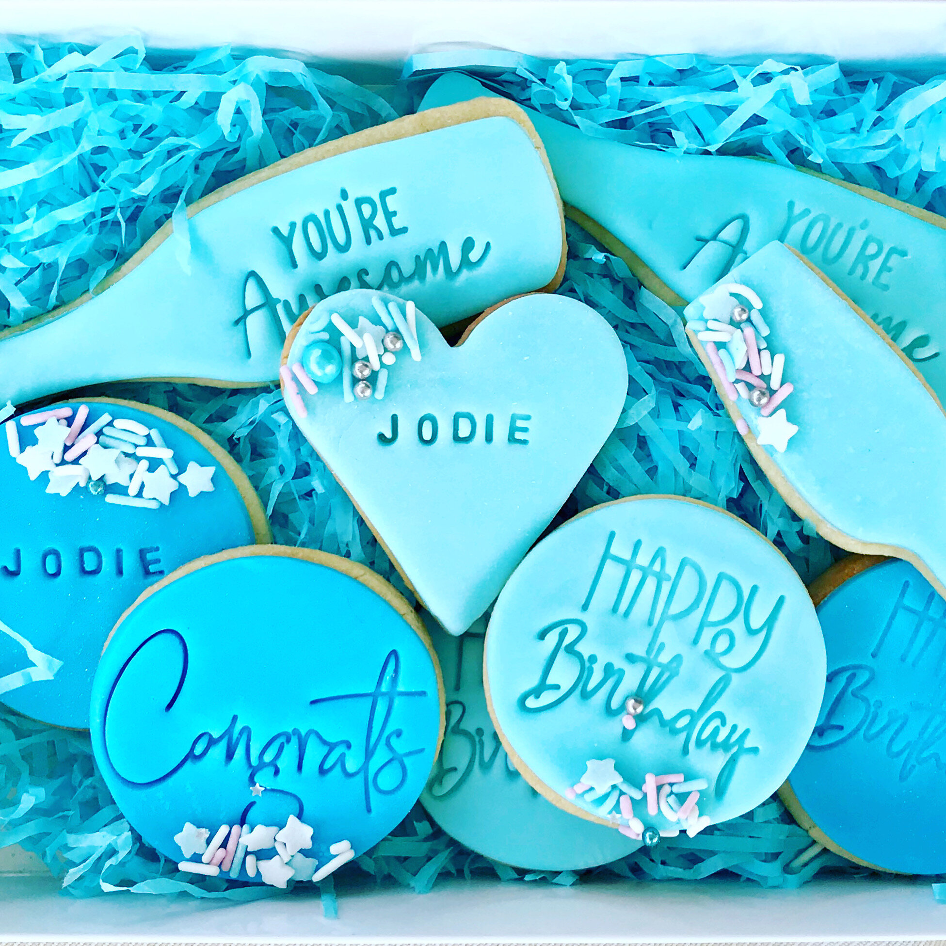 Birthday Cookie Box with Wine Bottles