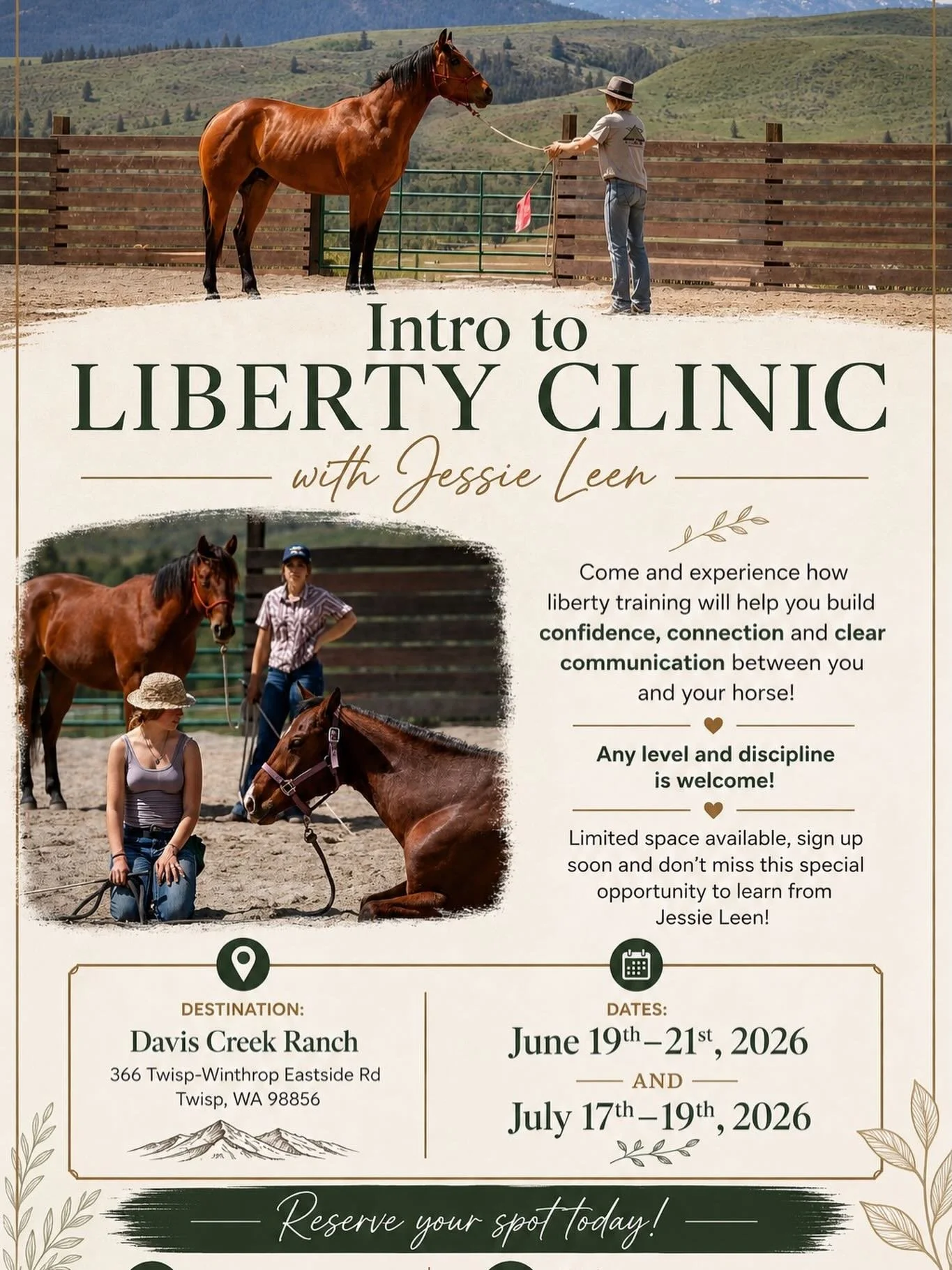 We had such a great time @daviscreekranch.wa We&rsquo;re excited to be offering two more clinic dates at this beautiful facility can&rsquo;t wait to see you there! Message us if you have any questions or reserve your spot!