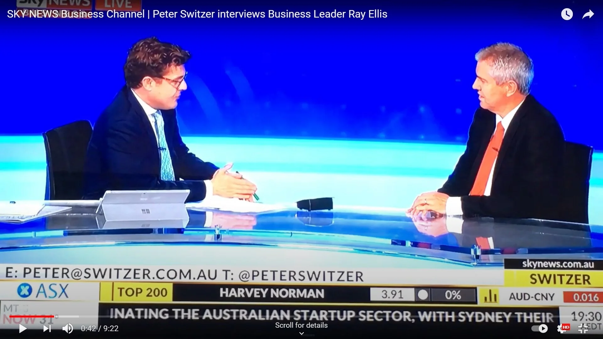 SKY NEWS Business Channel | Peter Switzer interviews Business Leader Ray Ellis