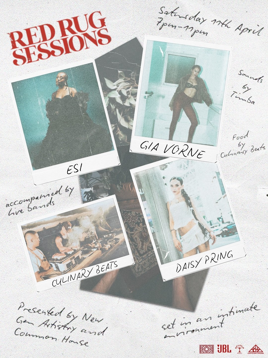 Red Rug Sessions returns.

An intimate night of R&amp;B and soul featuring the blessed:
@giavorne @itsesinow @daisypring 🌹

Sounds by @timba.wav
Food by @culinarybeat (preorders available in the ticket link)

In partnership with @jblaustralia &mdash