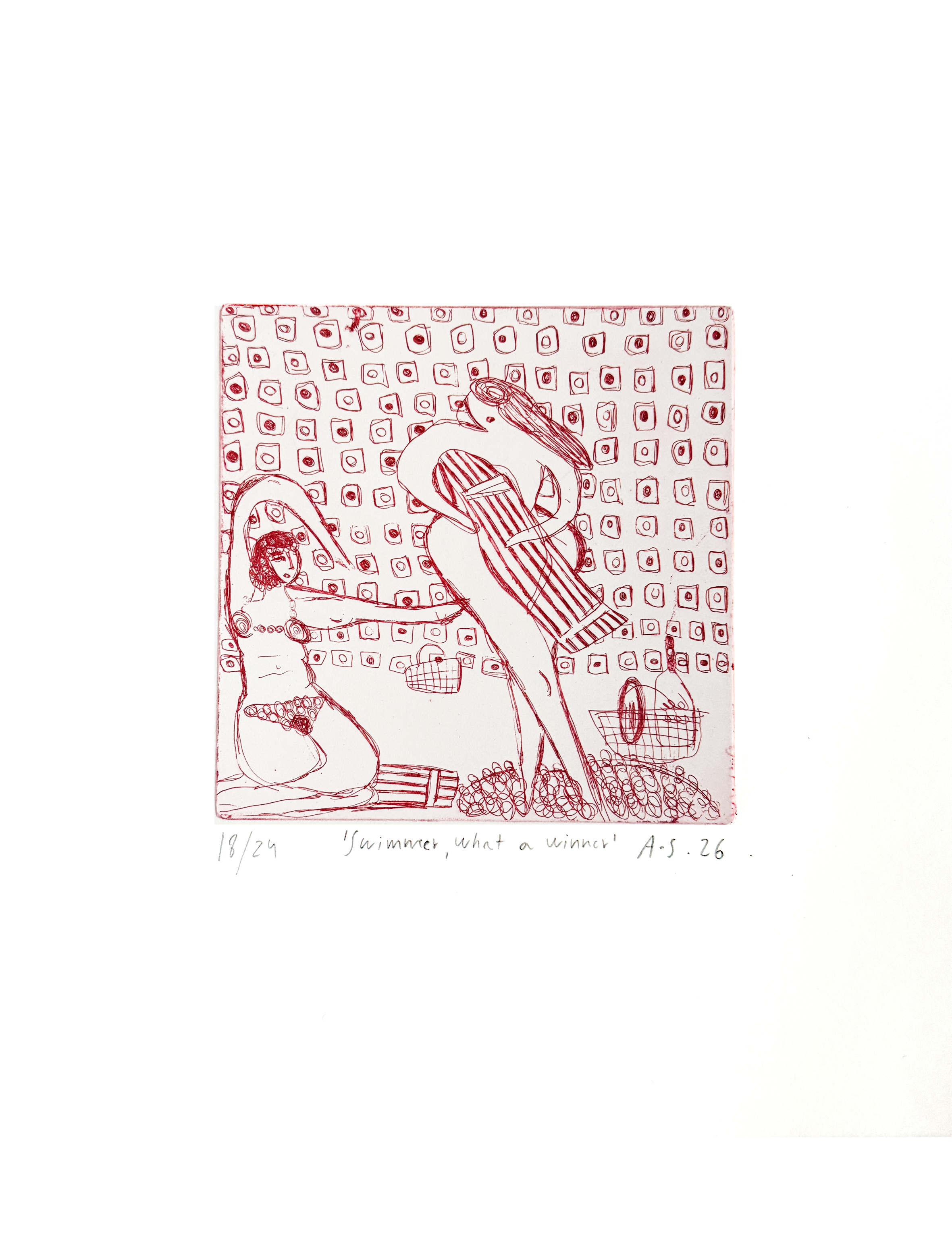 Etching (‘Swimmer, what a winner’)