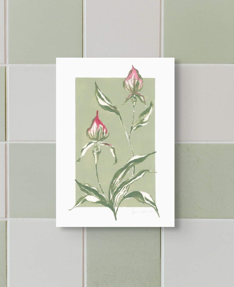 Orchids in Raddiccio and Green - now available as a print! Visit my website - link in bio for more details 🍃🧑🏻&zwj;🎨