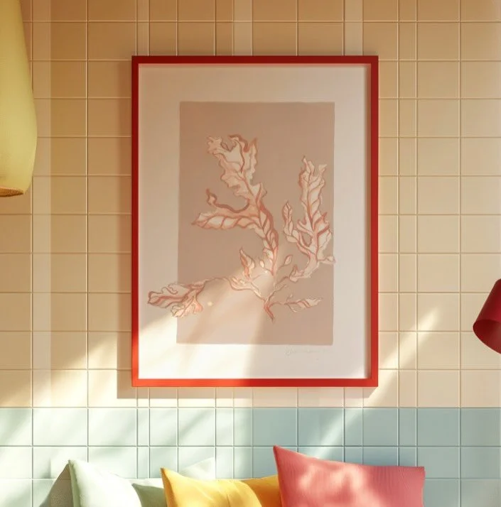 Pinks and reds- seaweed prints of my paintings available via my website 🖼️ see @lauravaughan_art for more!