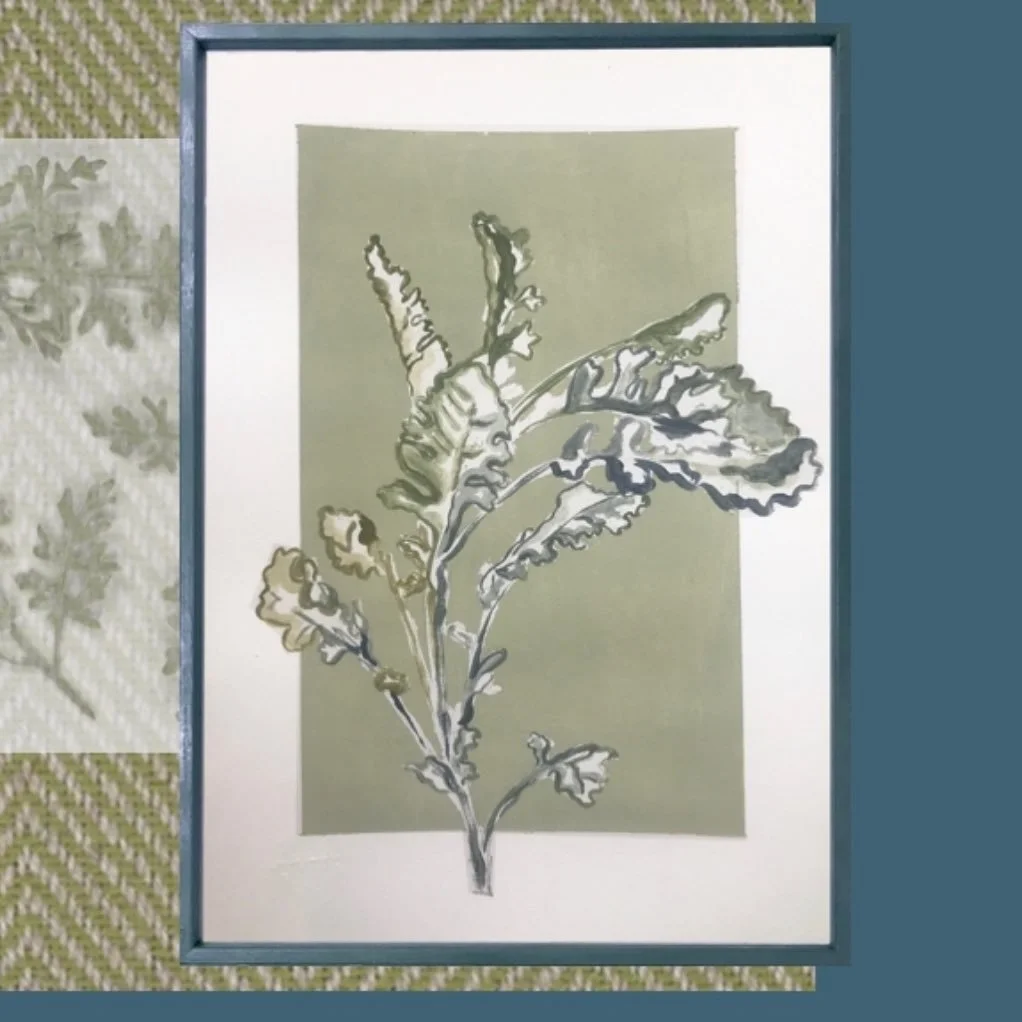 Dusty Miller Fern in @farrowandball #cookingapplegreen and blues. 🌿🔷🌿🔷