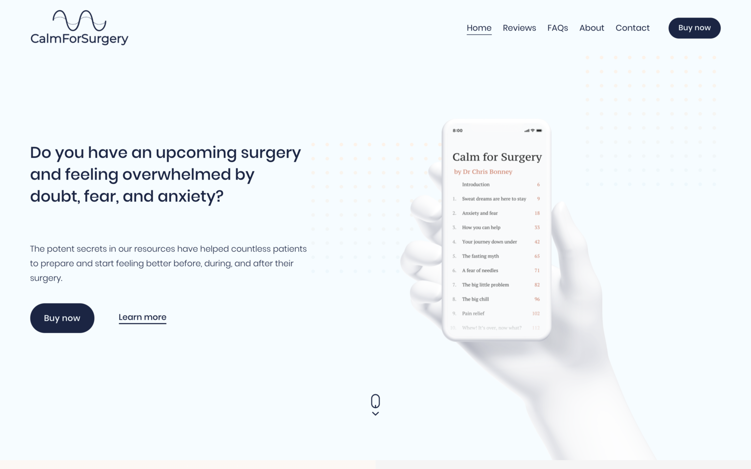 CALM FOR SURGERY  An e-commerce website selling e-books and audio files   Visit website